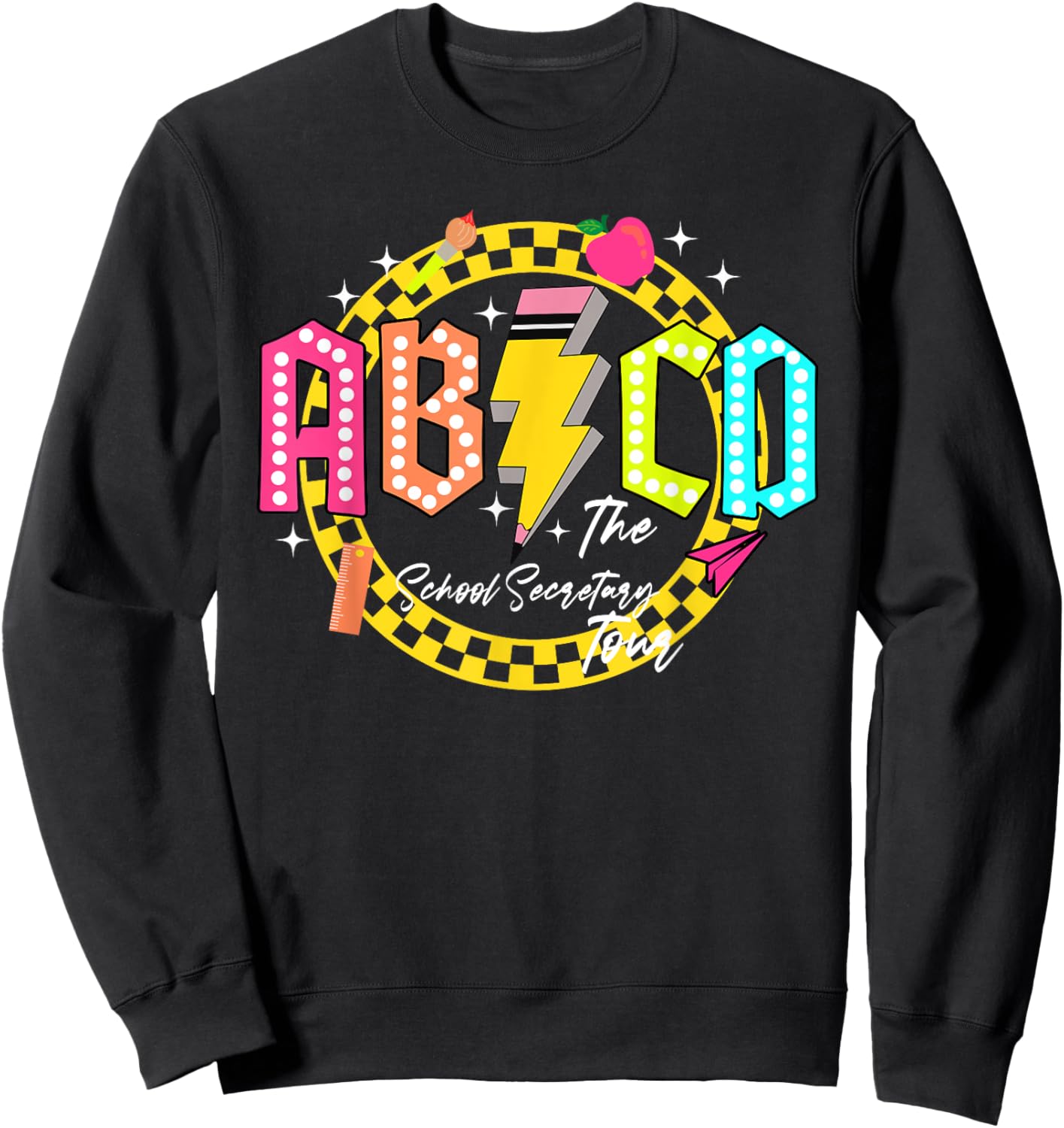 Funny School Secretary Tour Back to school Gift ABCD Teacher Sweatshirt - Sweatshirt | Black