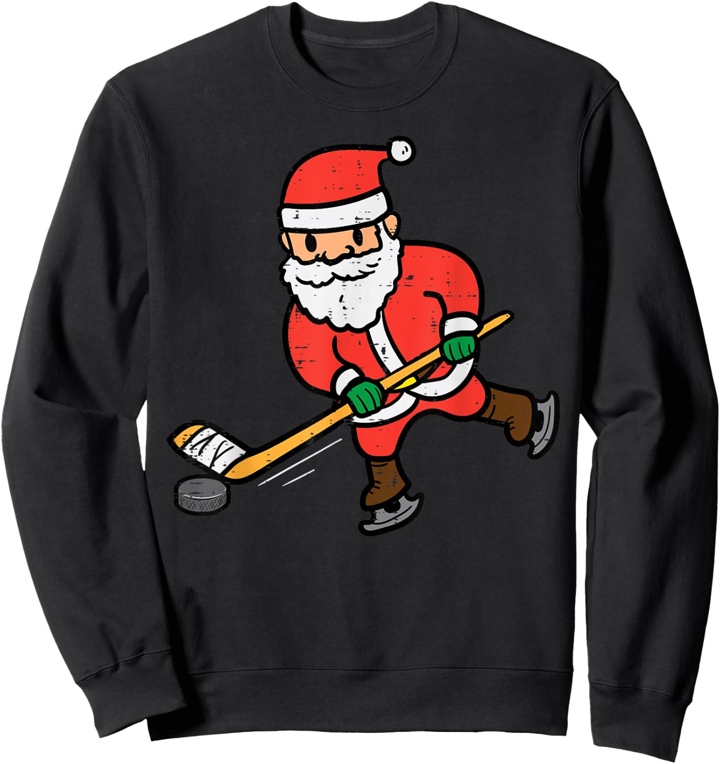 Santa Ice Hockey Christmas Funny Xmas Sports Men Boys Kids Sweatshirt - Sweatshirt | Black