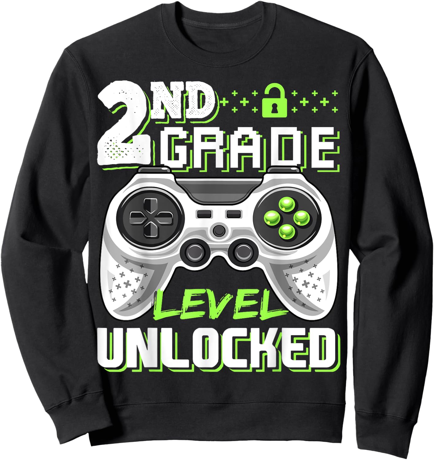 2nd Grade Level Unlocked Video Game Back to School Boys Sweatshirt - Sweatshirt | Black