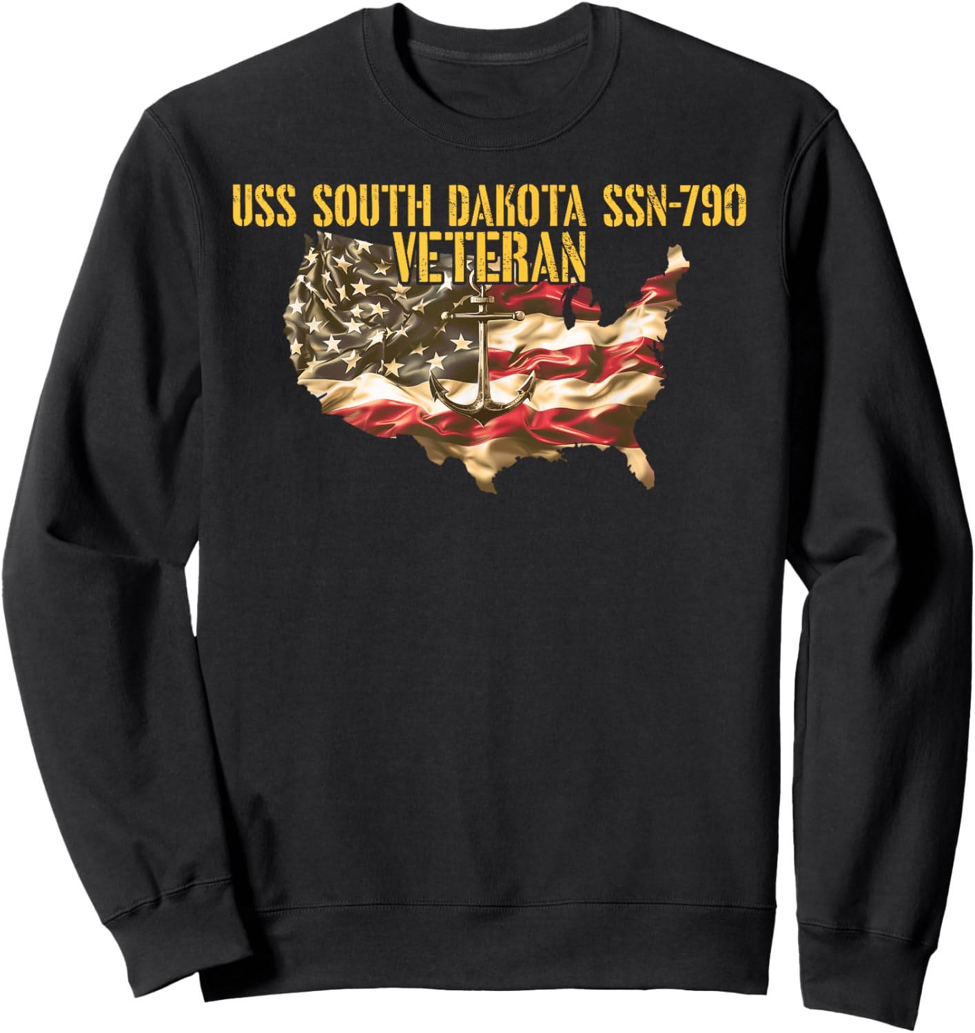 Vintage USS South Dakota SSN-790 Attack Submarine Veteran Sweatshirt - Sweatshirt | Black