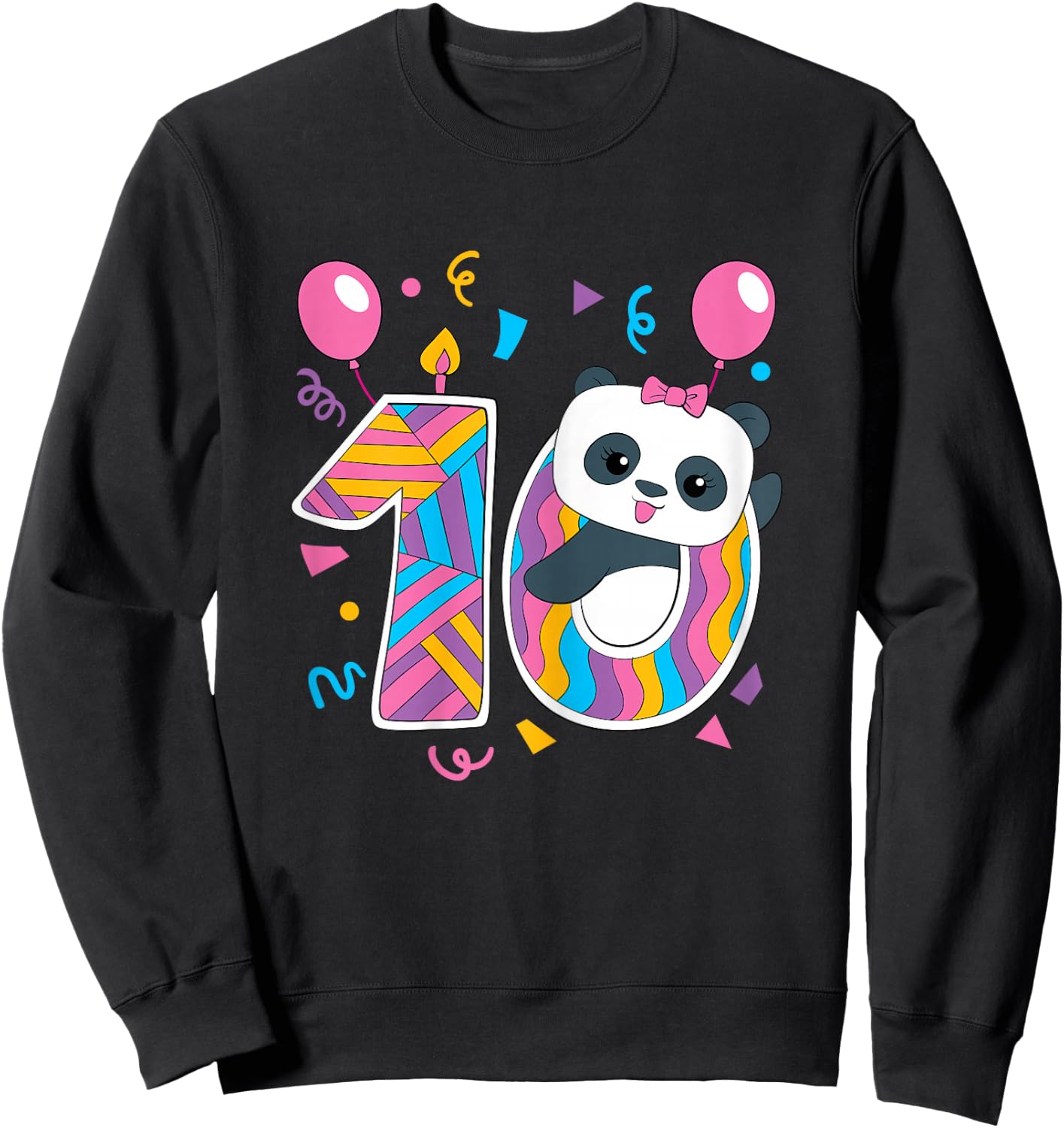 Panda 10 Year Old Children's Birthday Party Sweatshirt - Sweatshirt | Black