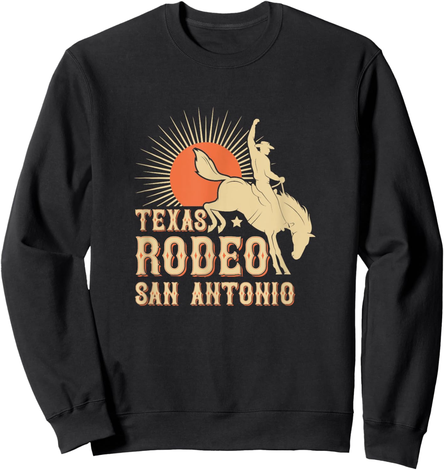 Rodeo Cowboy and Bull Riders Souvenir Supply Co. San Antonio Texas Retro Western Rodeo Sweatshirt - Sweatshirt | Black
