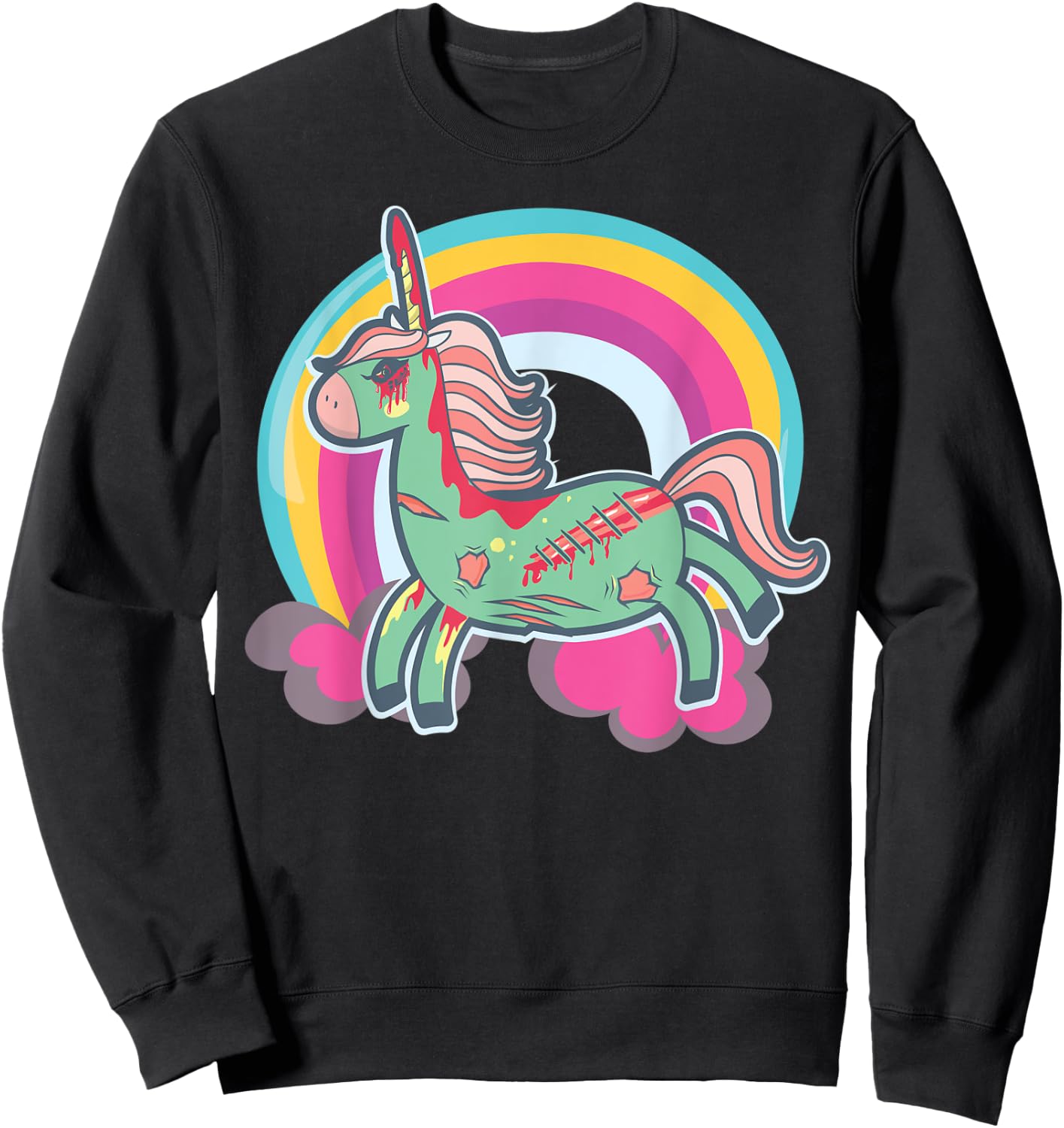 Zombicorn Zombie Unicorn Undead Pastel Halloween Sweatshirt - Sweatshirt | Black