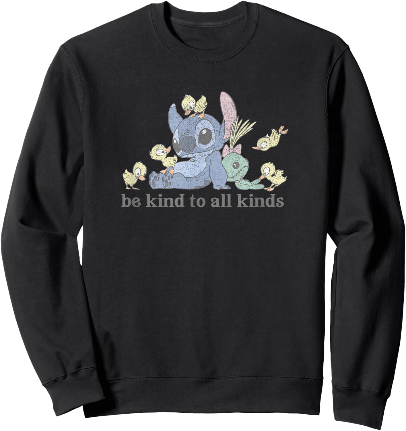 Disney Lilo & Stitch With Ducks Be Kind To All Kinds Sweatshirt - Sweatshirt | Black