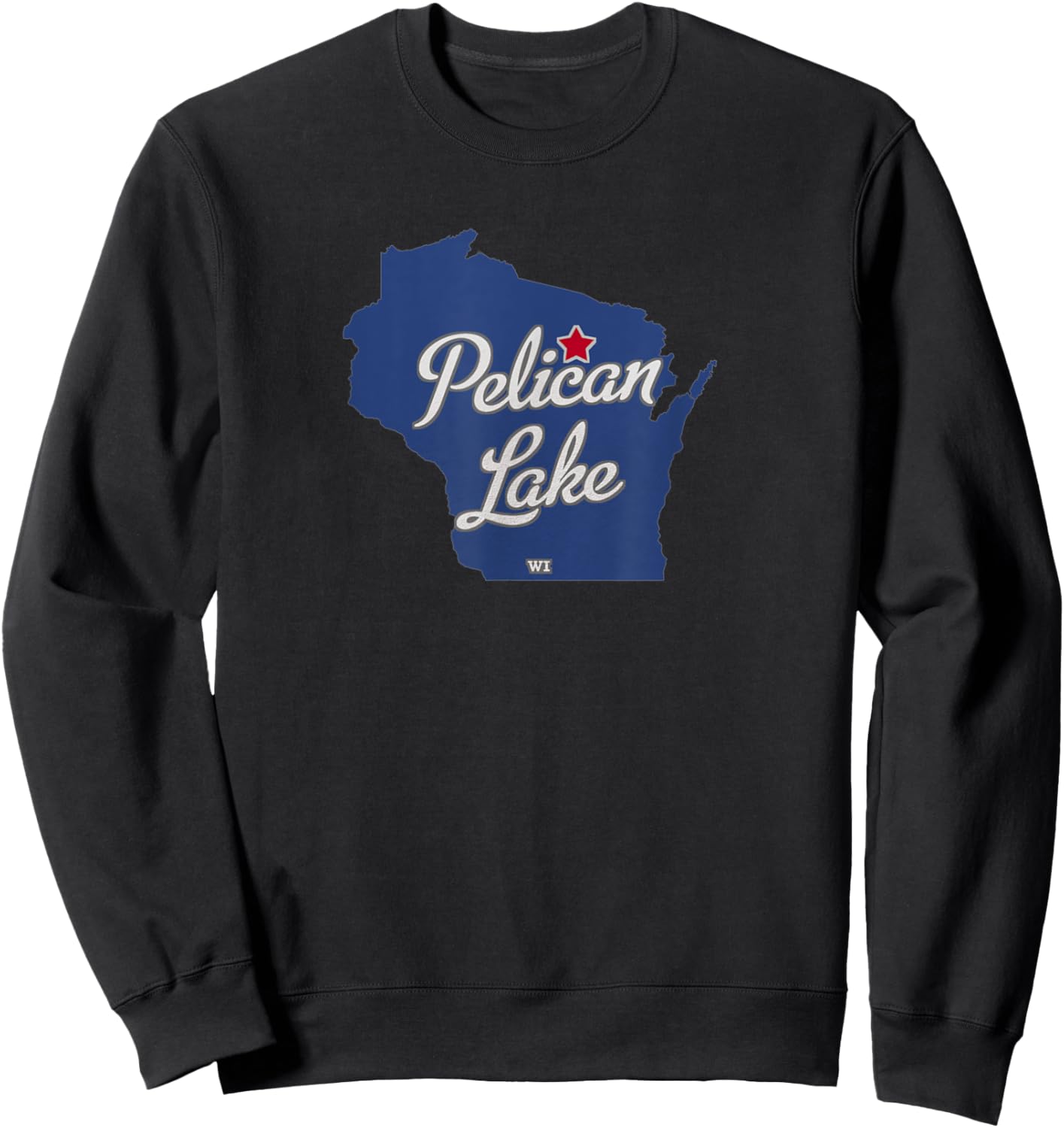Pelican Lake Wisconsin WI Map Sweatshirt - Sweatshirt | Black