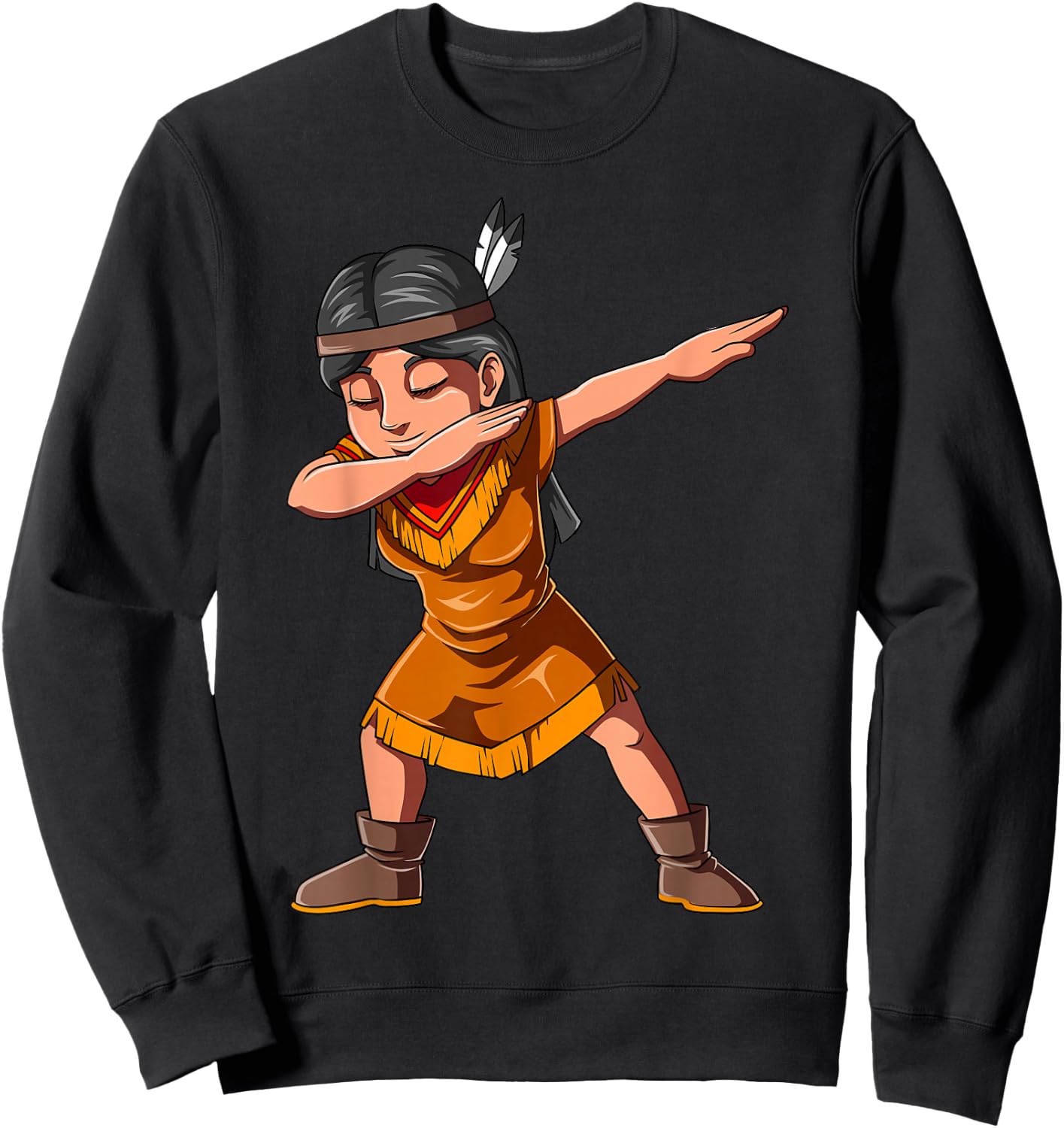 Dabbing Native Girl Dabbing Indian American Native Girl Sweatshirt - Sweatshirt | Black