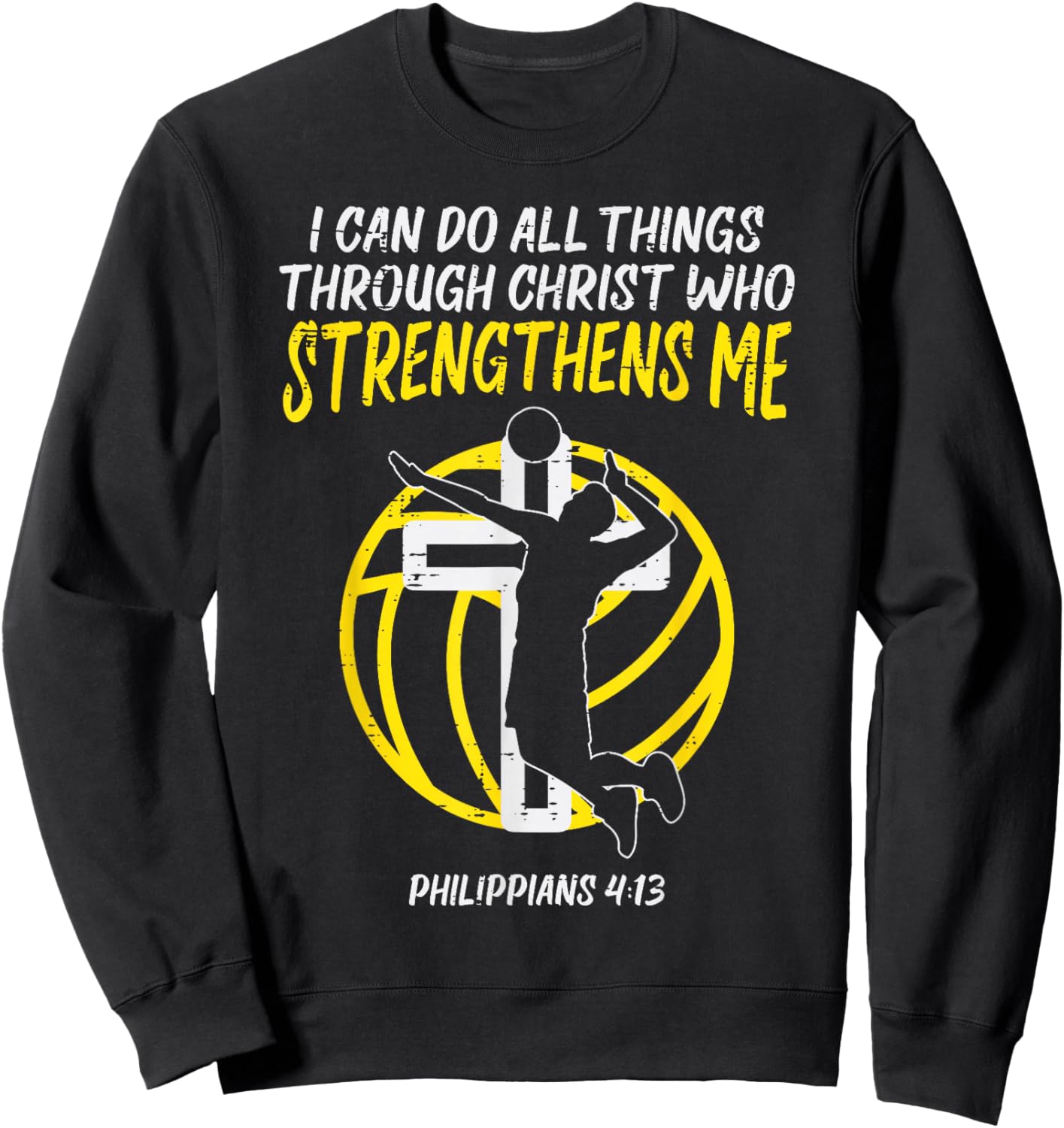 Can Do All Things Volleyball Religious Christian Men Women Sweatshirt - Sweatshirt | Black