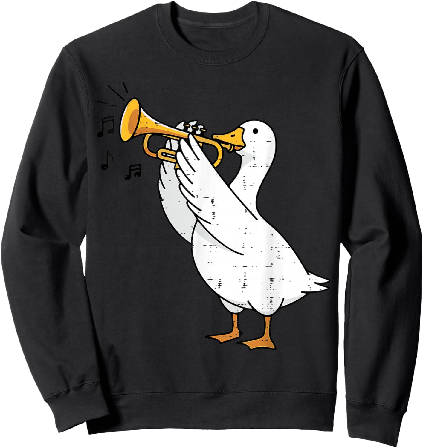 Goose Playing Trumpet Funny Music Animal Lover Men Women Kid Sweatshirt - Sweatshirt | Black