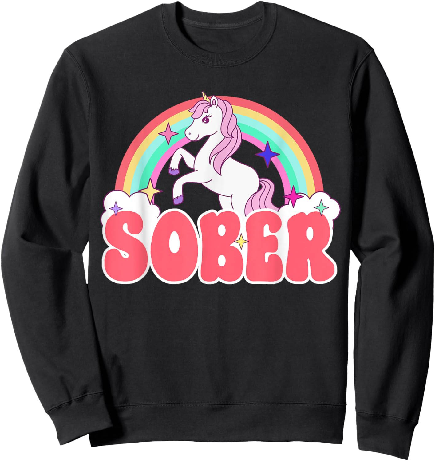 Sober Unicorn AA NA Recovery Gift Sober Sobriety Alcoholics Sweatshirt - Sweatshirt | Black