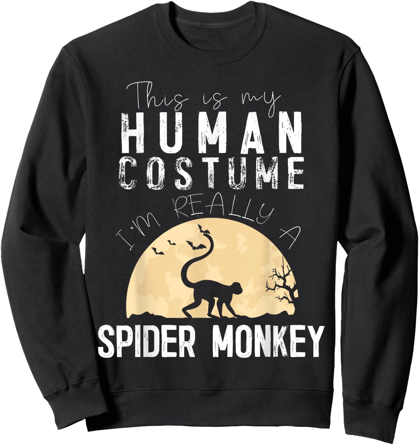 Halloween Human Costume Spider Monkey Creepy Horror Sweatshirt - Sweatshirt | Black