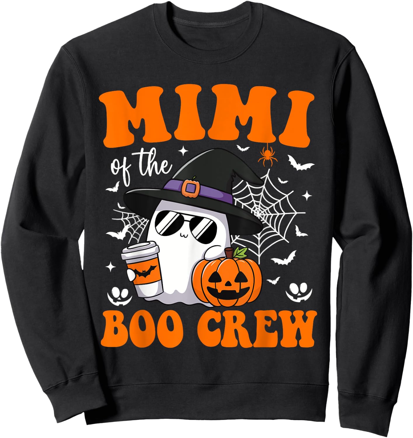 Mimi Boo Crew Groovy Ghost Matching Family Halloween Sweatshirt - Sweatshirt | Black