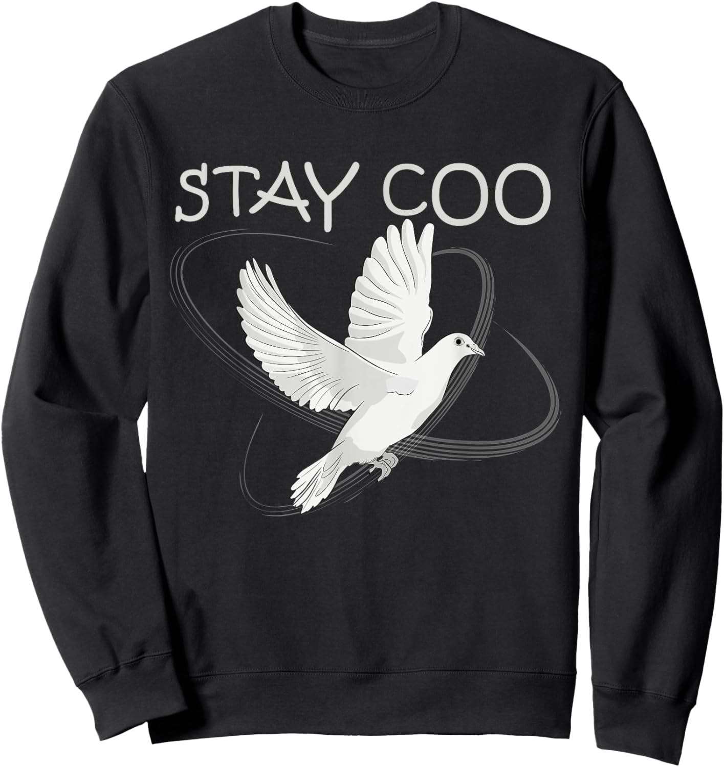 Stay Coo Funny White Pigeon Pun for Bird Lovers Birdwatcher Sweatshirt - Sweatshirt | Black