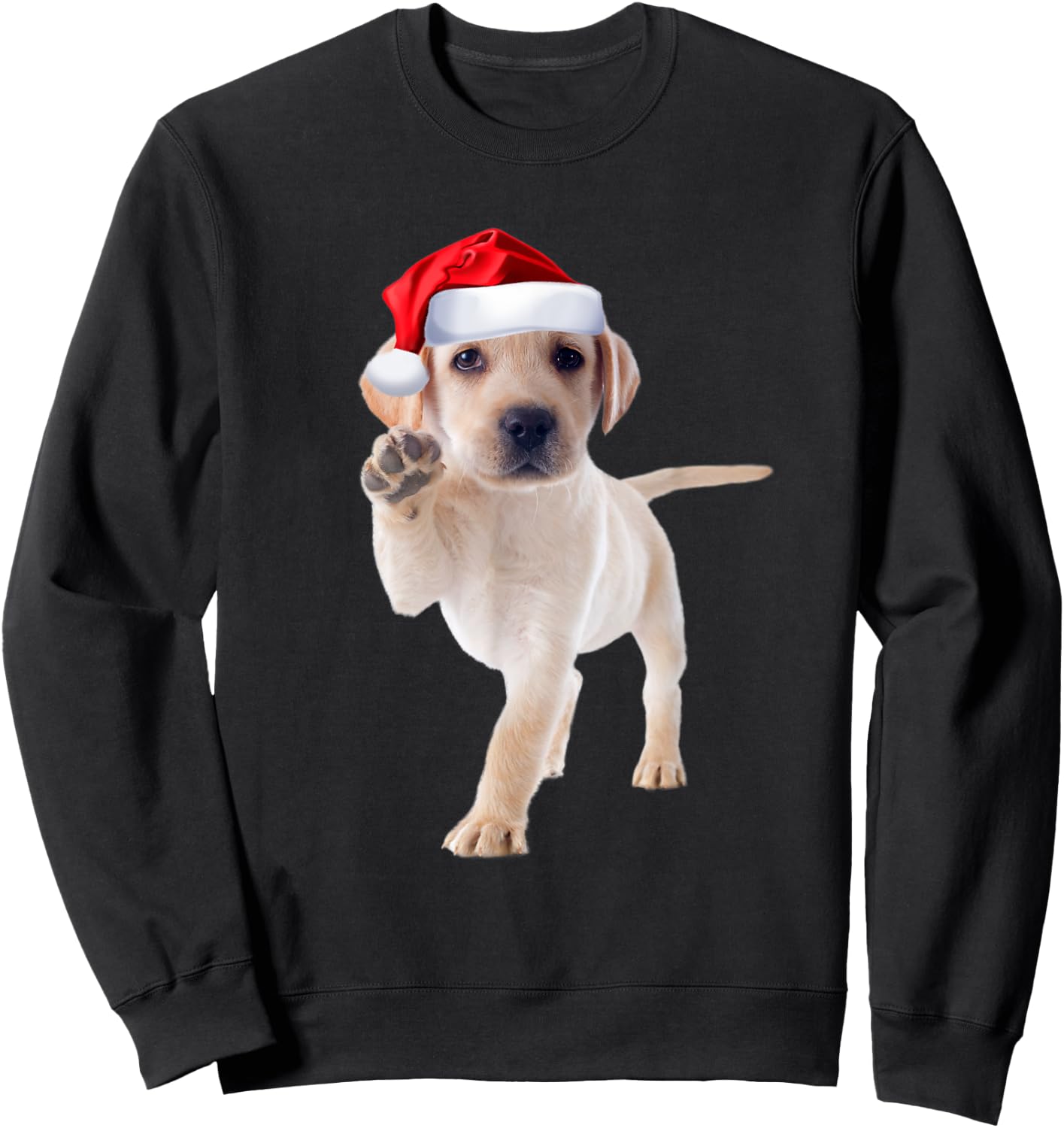 Cute Yellow Lab Puppy Shirt Santa Hat Funny Christmas Gift Sweatshirt - Sweatshirt | Black