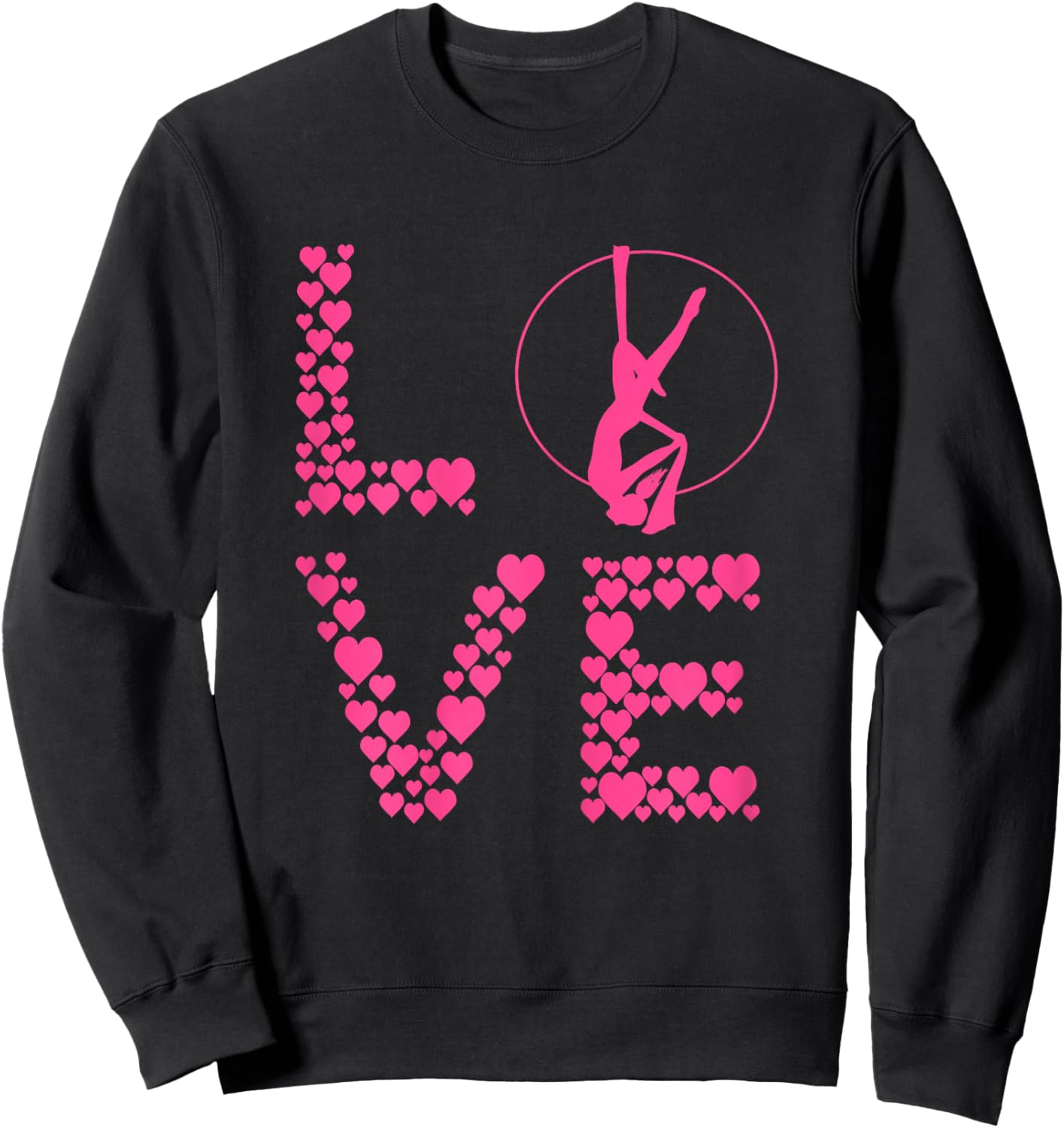 Aerial Love Heart Aerial Silk Hanging Aerialist Circus Lyra Sweatshirt - Sweatshirt | Black