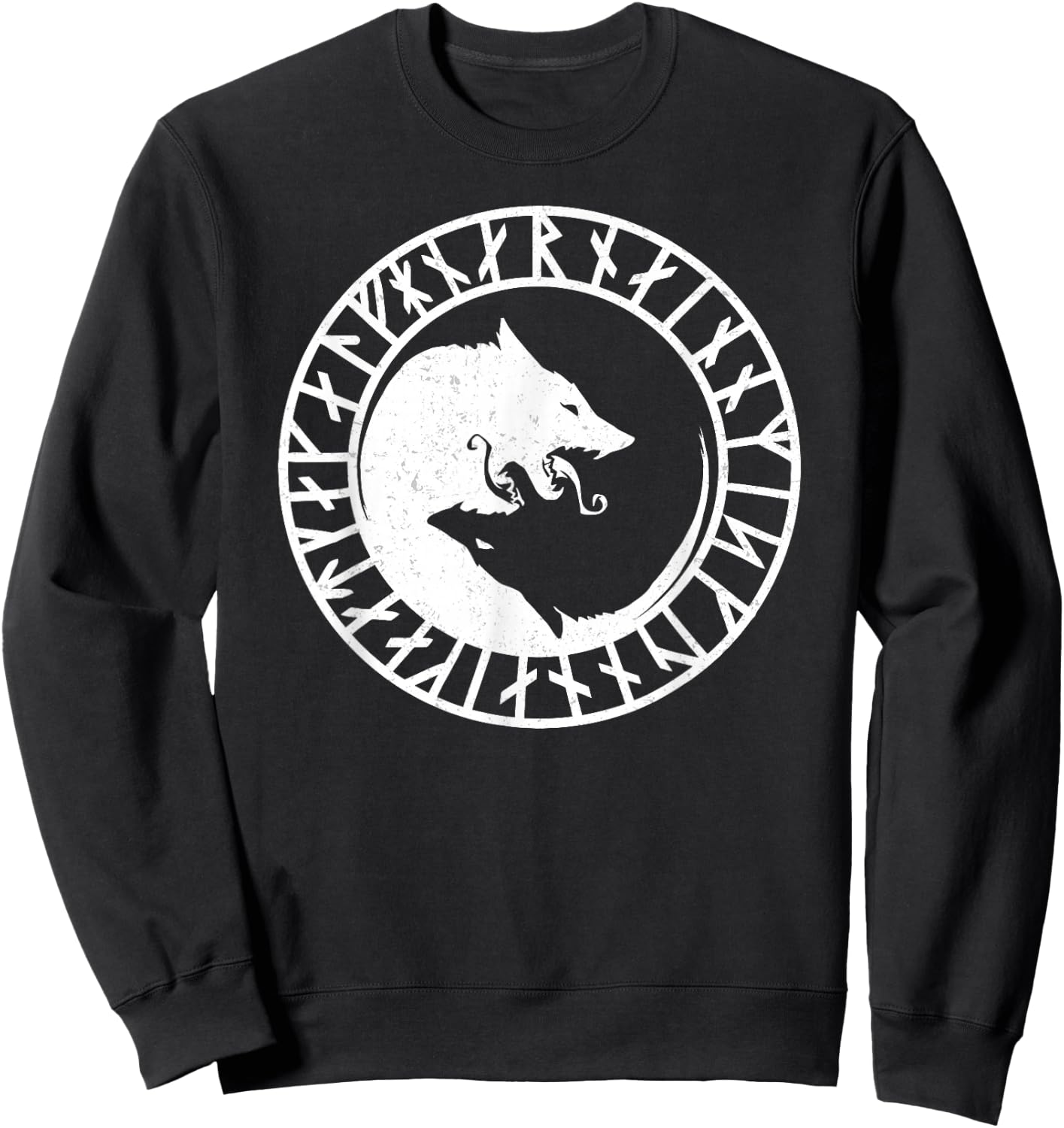 Fenrir Wolf of Odin Norse Nordic Mythology - Vikings Tatoos Sweatshirt - Sweatshirt | Black