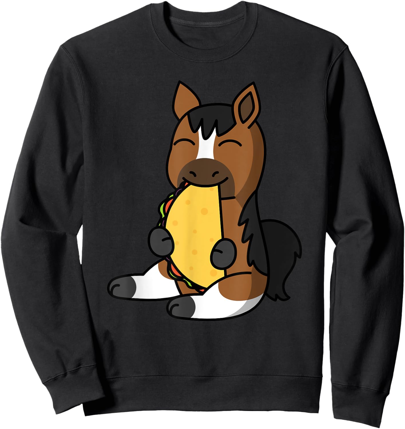 Horse Eating A Taco Pet Sweatshirt - Sweatshirt | Black