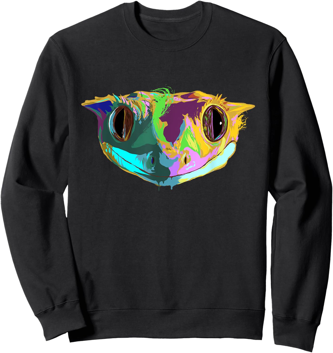 Colourful Reptile Crested Gecko Sweatshirt - Sweatshirt | Black