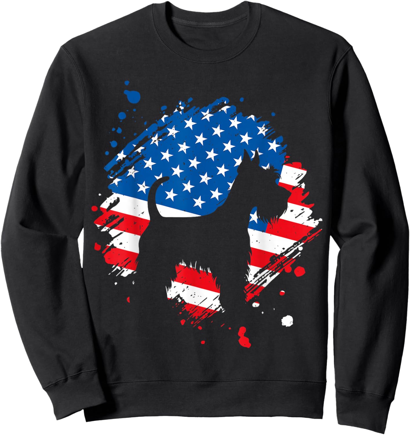 Schnauzer American Flag Sweatshirt - Sweatshirt | Black