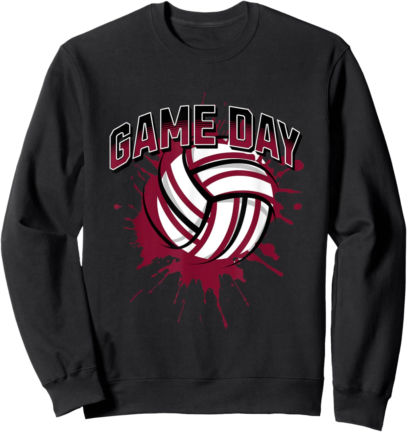 Volleyball Parents Team Game Day Maroon Black & Gray Art Sweatshirt - Sweatshirt | Black