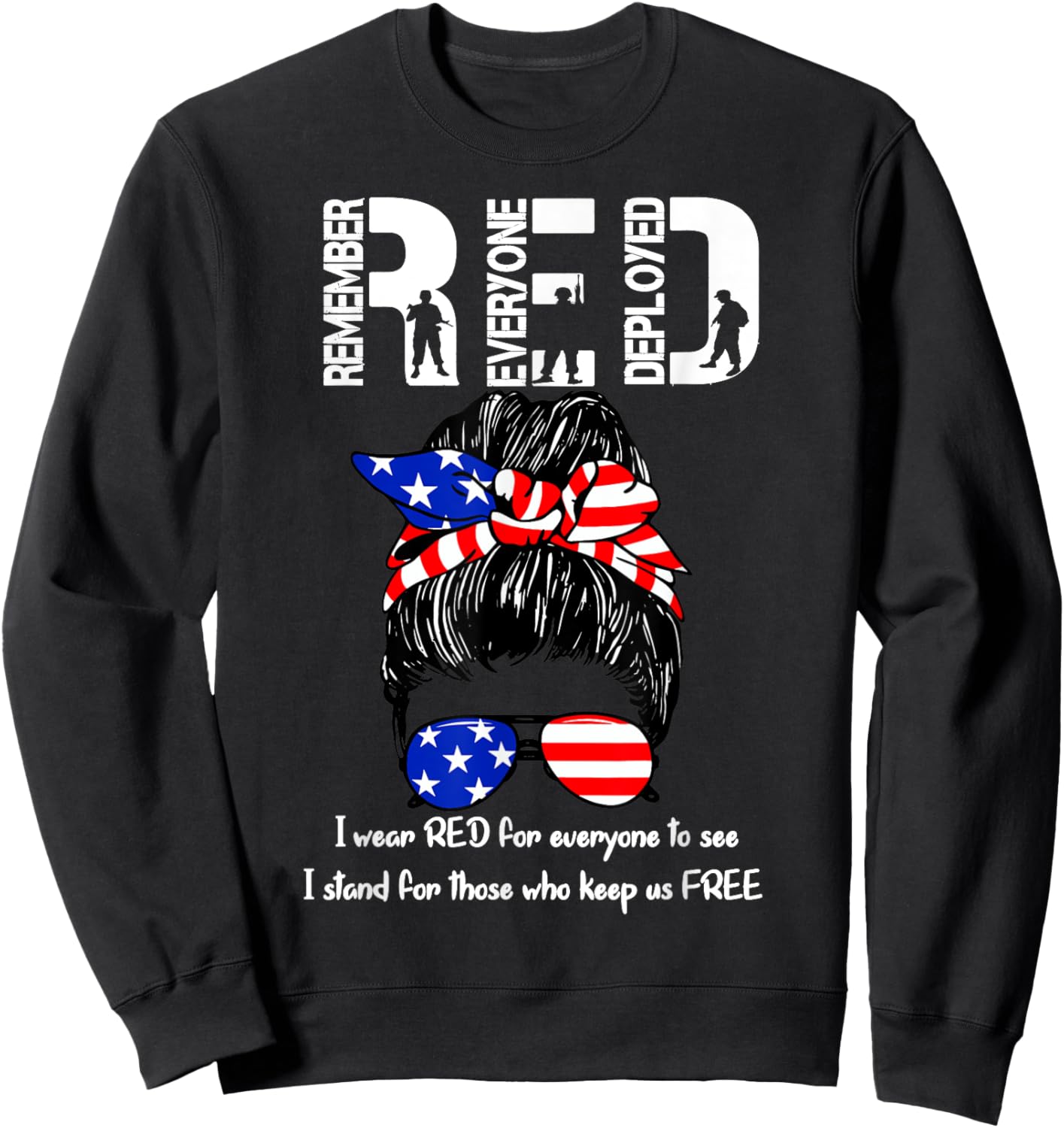 On Friday We Wear Red Military Support Troops Sweatshirt - Sweatshirt | Black
