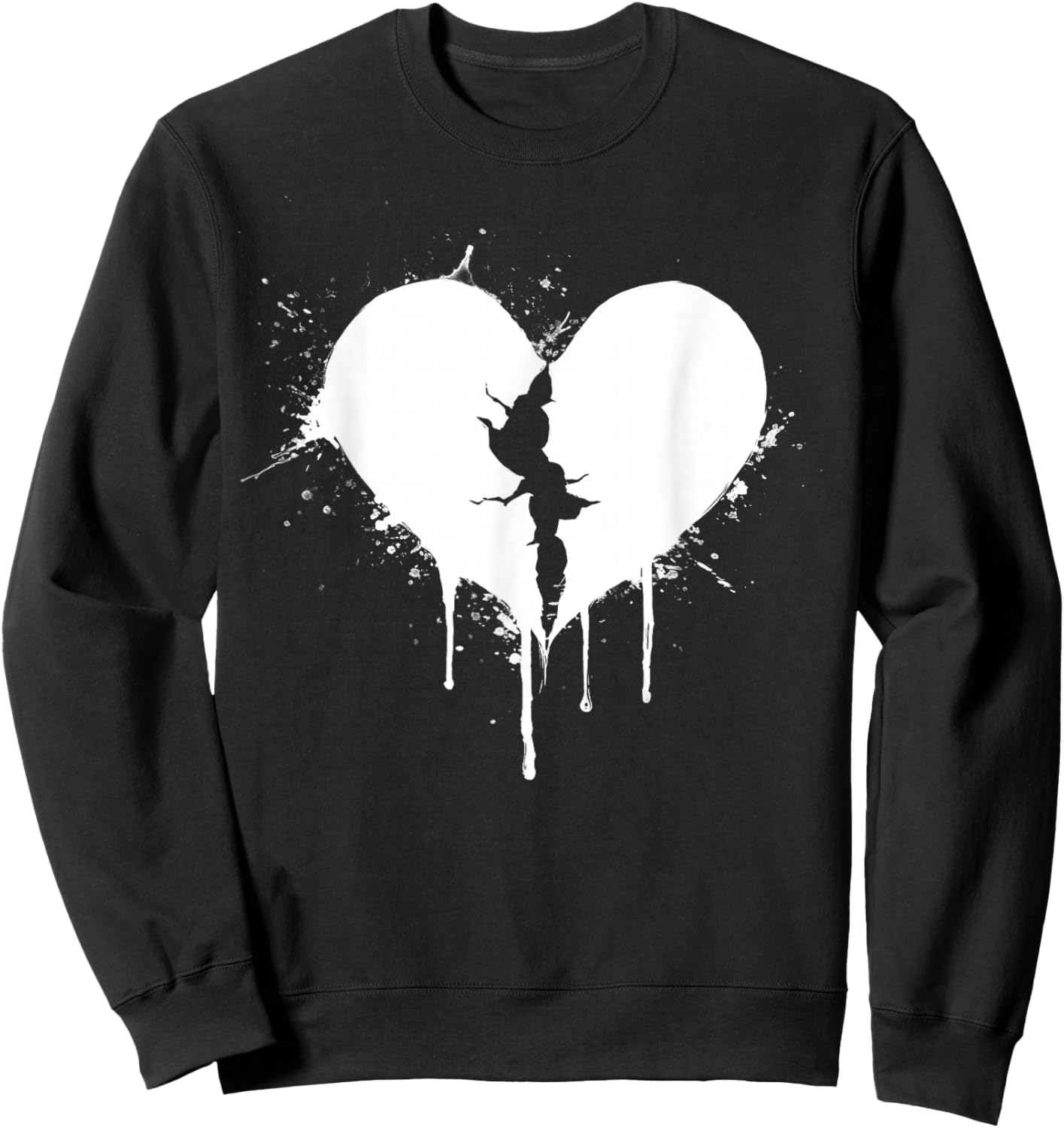Broken Heart Emo Grunge Aesthetic Gothic Fashion Sweatshirt - Sweatshirt | Black