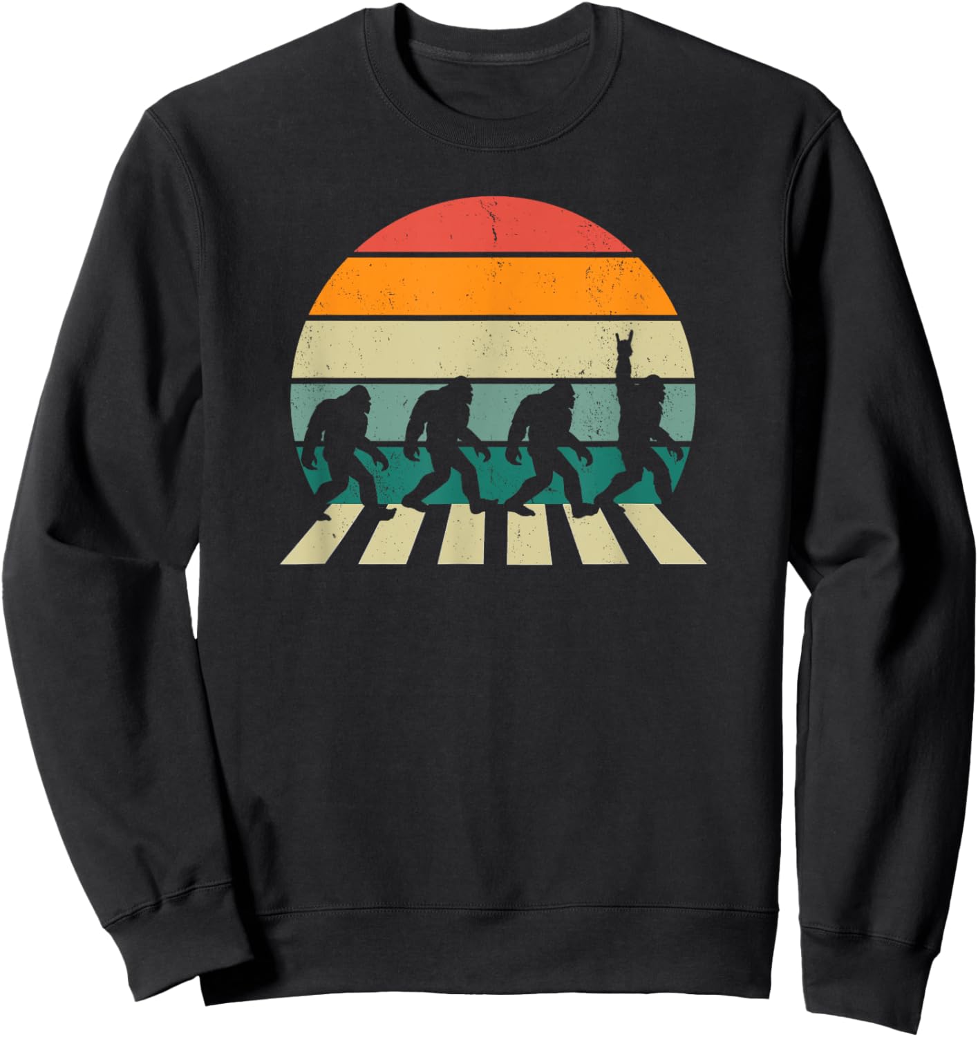 Funny Yeti Sasquatch Bigfoot Road To The Abbey Band Parody Sweatshirt - Sweatshirt | Black