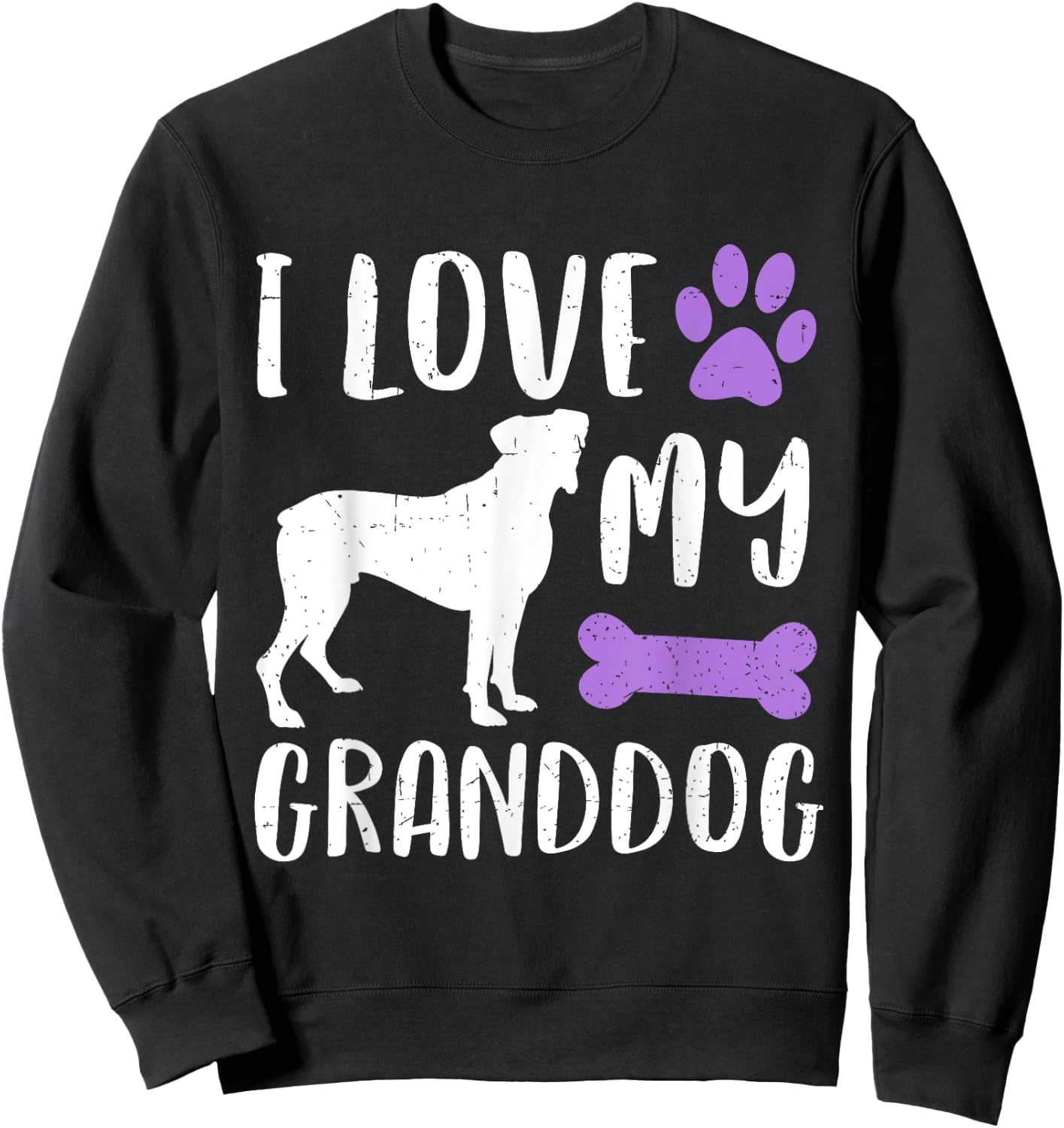 I Love My Boxer Granddog Shirt Dog Grandma Grandpa Women Girls Kids Sweatshirt - Sweatshirt | Black