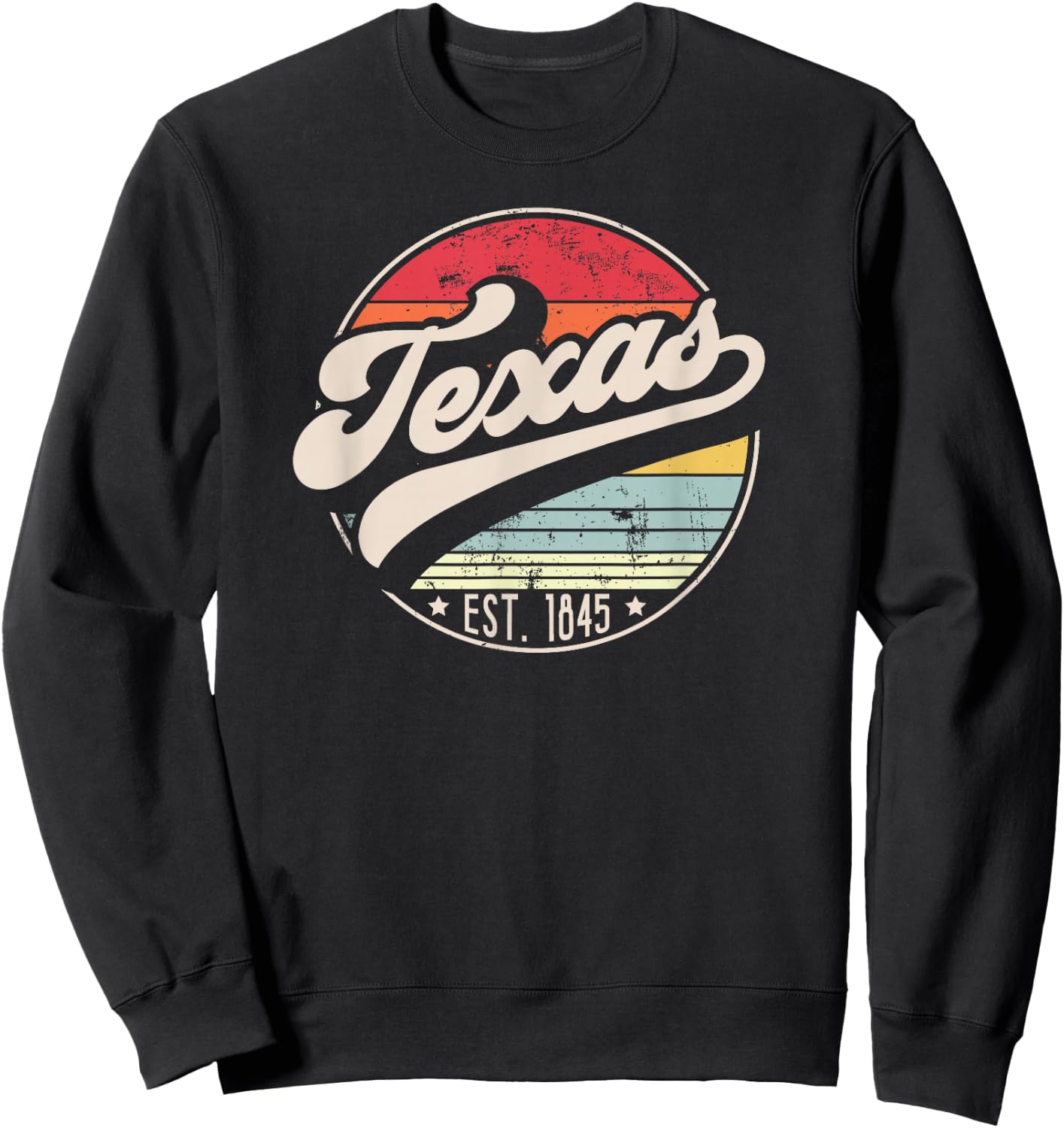 Retro Texas Home State TX Cool 70s Style Sunset Sweatshirt - Sweatshirt | Black