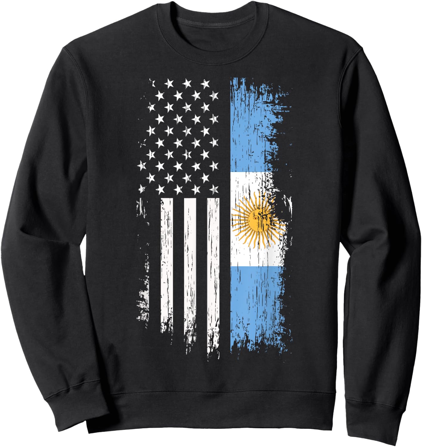 Argentinian American Flag T Shirt - Argentina USA Shirt Women Kids Men Sweatshirt - Sweatshirt | Black
