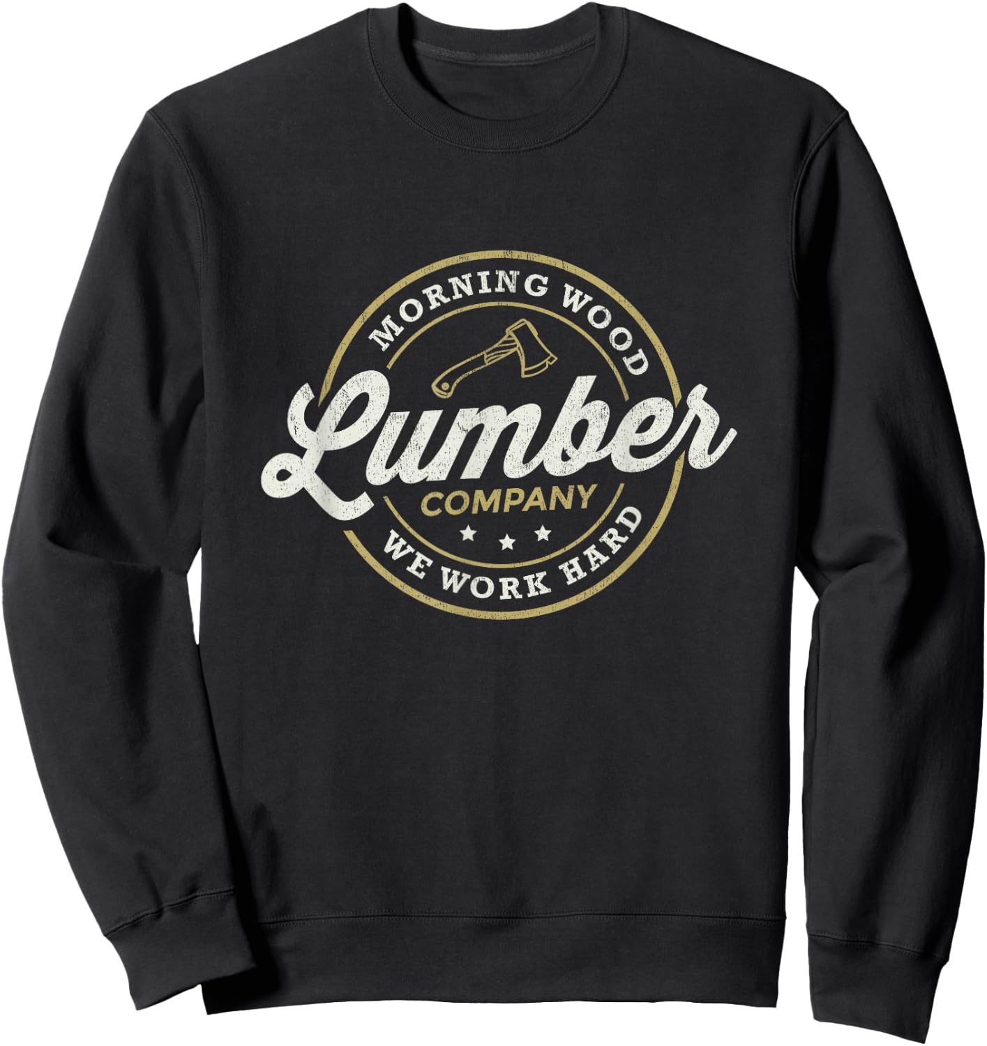 Retro Morning Wood Lumber Company Camping Woodman Small Sweatshirt - Sweatshirt | Black