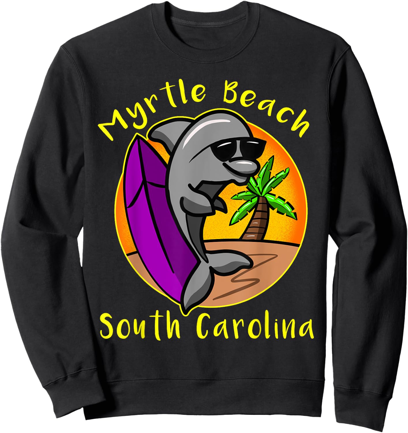 Myrtle Beach South Carolina Dolphin Vacation Design Souvenir Women Kids Sweatshirt - Sweatshirt | Black