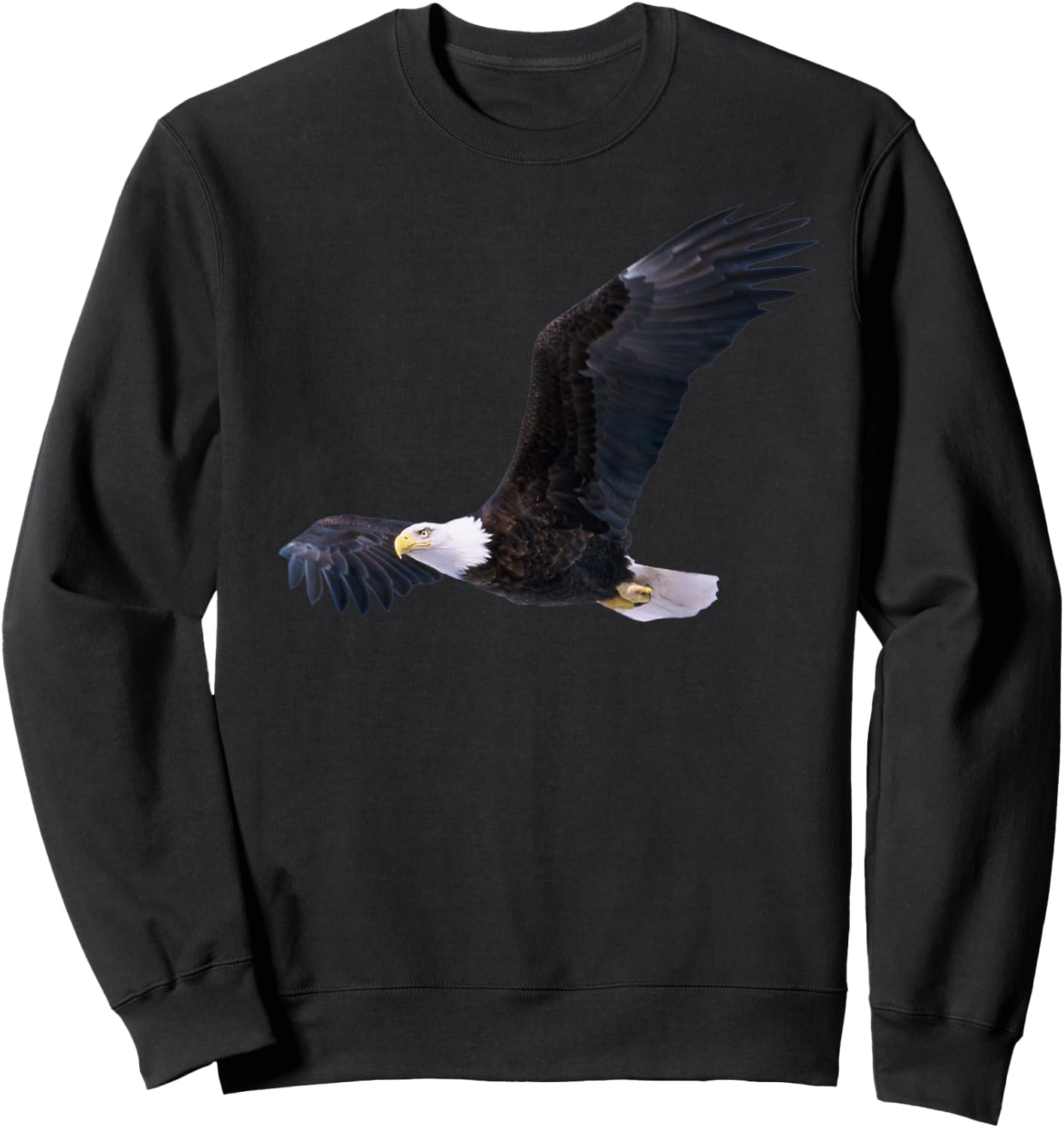 Elegant American Bald Eagle In Flight Photo Portrait Sweatshirt - Sweatshirt | Black