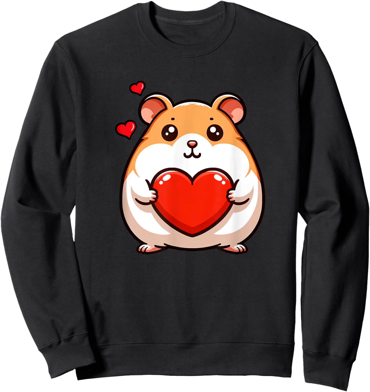 Cute Hamster Funny Valentines Heart Lover Men Women Kids Sweatshirt - Sweatshirt | Black