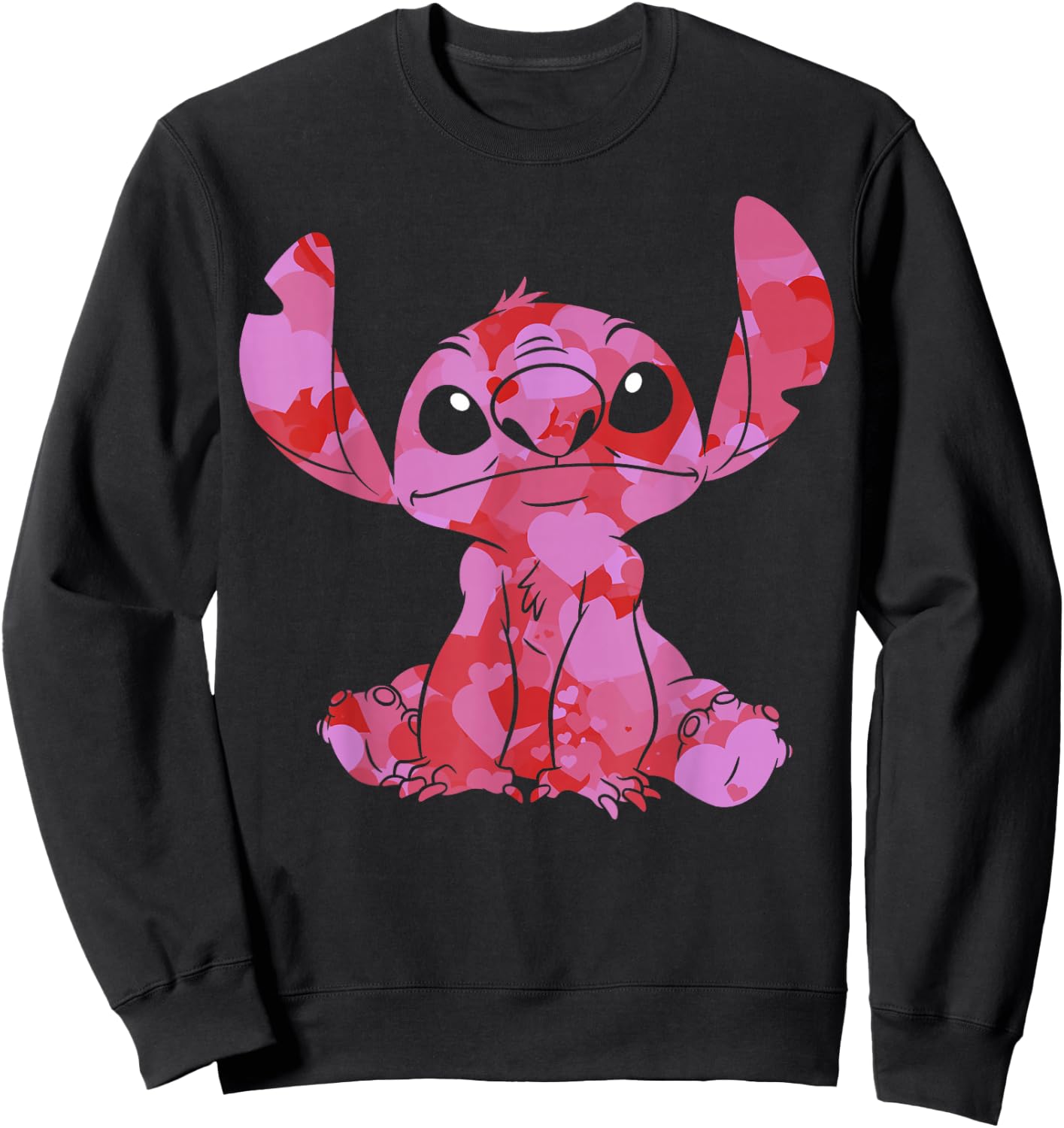 Disney Lilo & Stitch Valentine's Day Stitch Heart Fill Sweatshirt - Sweatshirt | Black