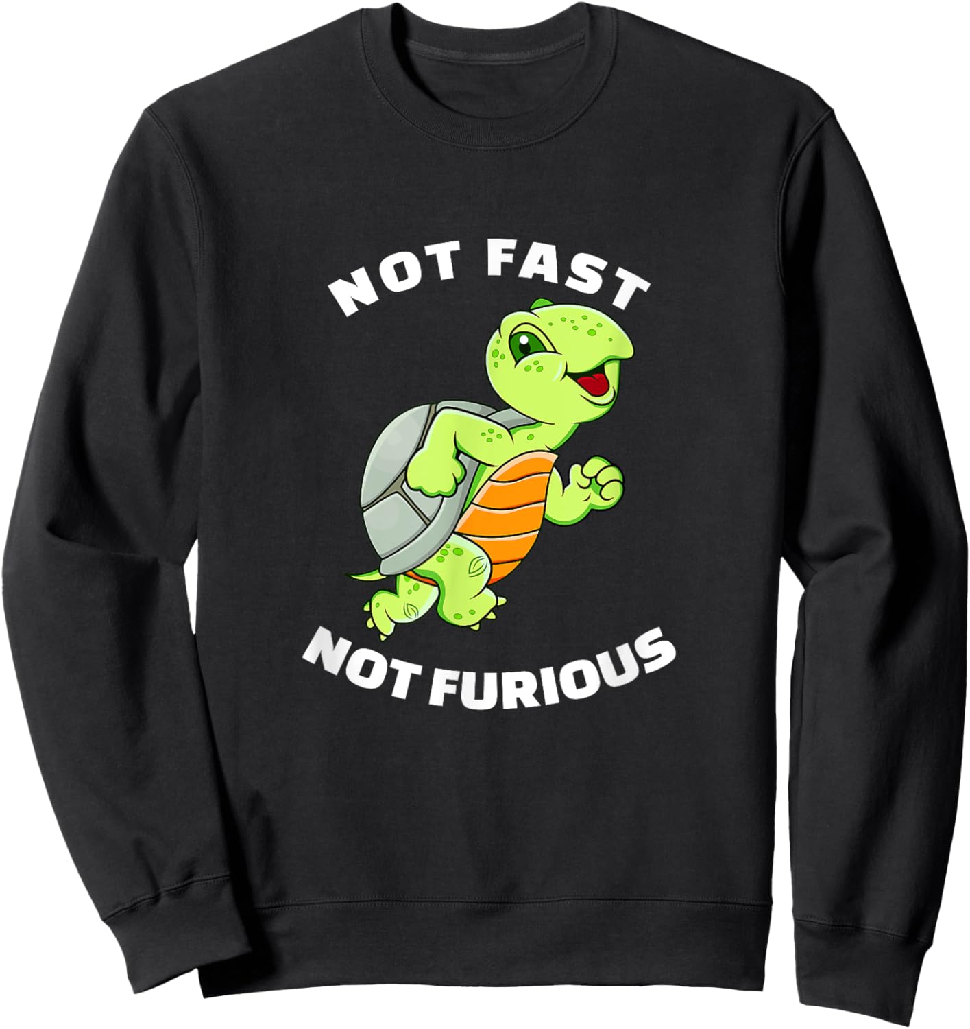 Not Fast Not Furious Funny Sea Turtle Running Team Sweatshirt - Sweatshirt | Black