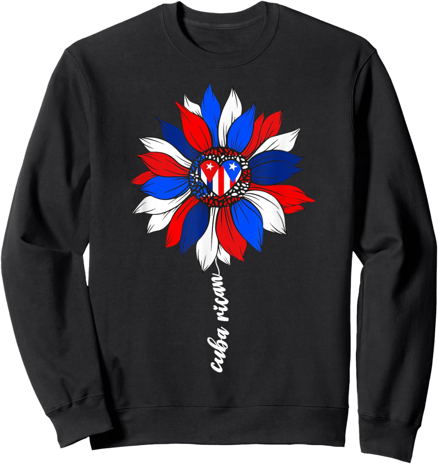 Half Cuban And Puerto Rican Rico Cuba Flag Cubarican Girl Sweatshirt - Sweatshirt | Black