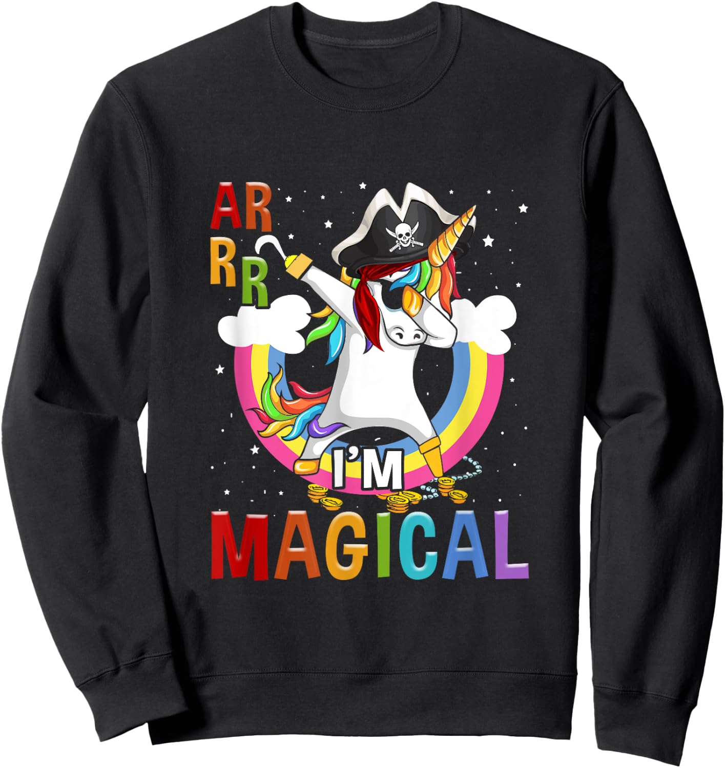 I'm Magical Caribbean Buccaneer Toddler Unicorn Pirate Sweatshirt - Sweatshirt | Black