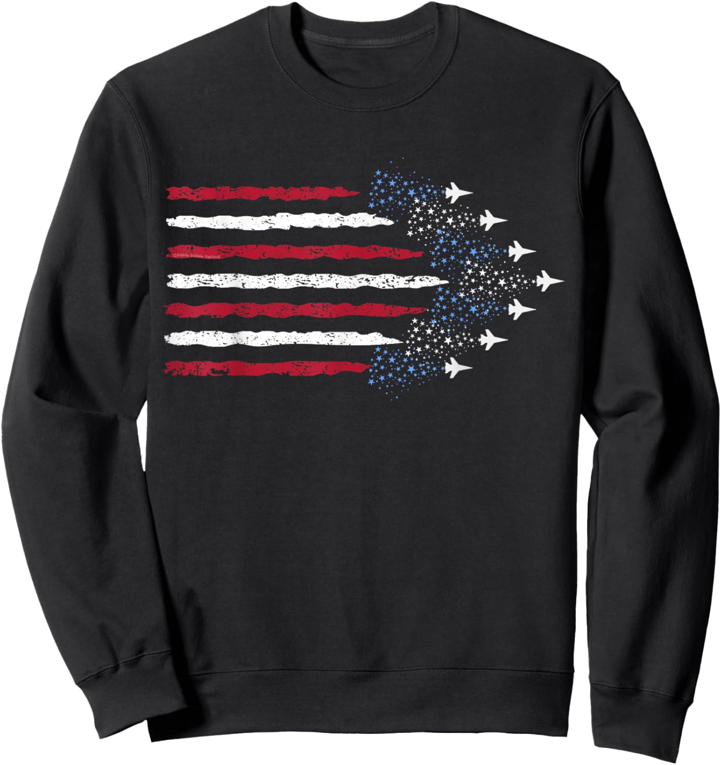 Patriotic Stars Red White Blue USA Fighter Jets 4th of July Sweatshirt - Sweatshirt | Black