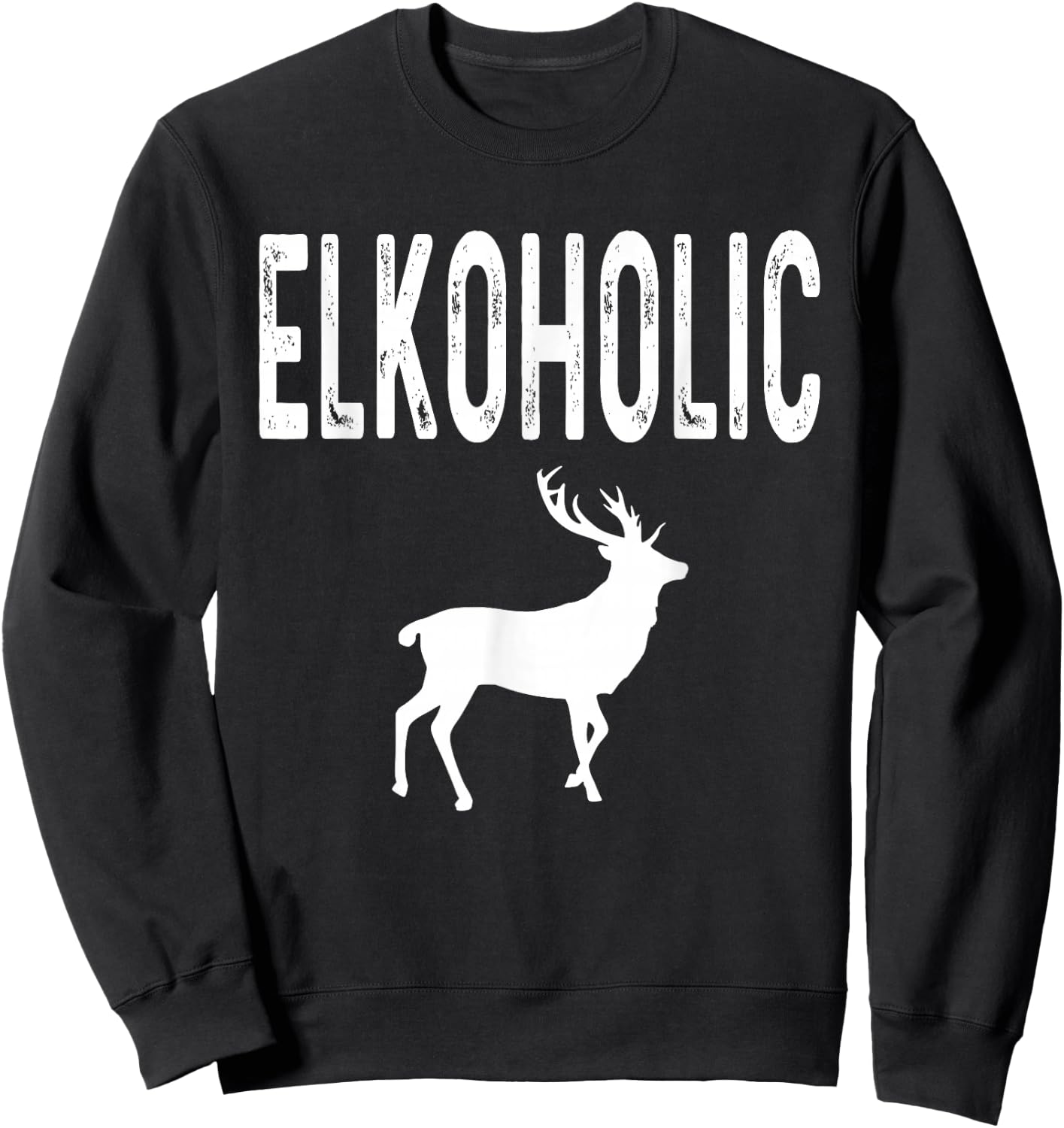 Elkoholic Elk Hunter Hunting Dad Deer Big Game Retro Sweatshirt - Sweatshirt | Black