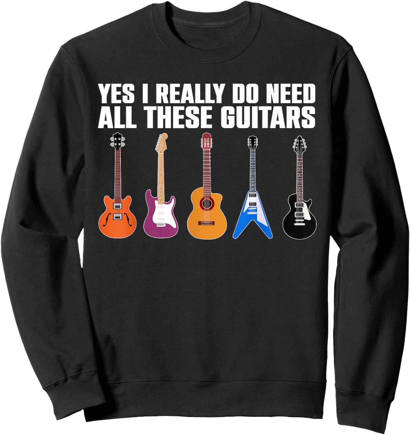 Funny Guitar Design Women Guitarist Guitar Lovers Sweatshirt - Sweatshirt | Black