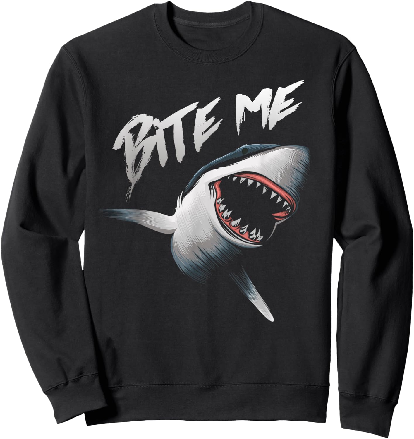 Bite Me Shark Shirt For Boys and Girls Summer Kids Gift Sweatshirt - Sweatshirt | Black