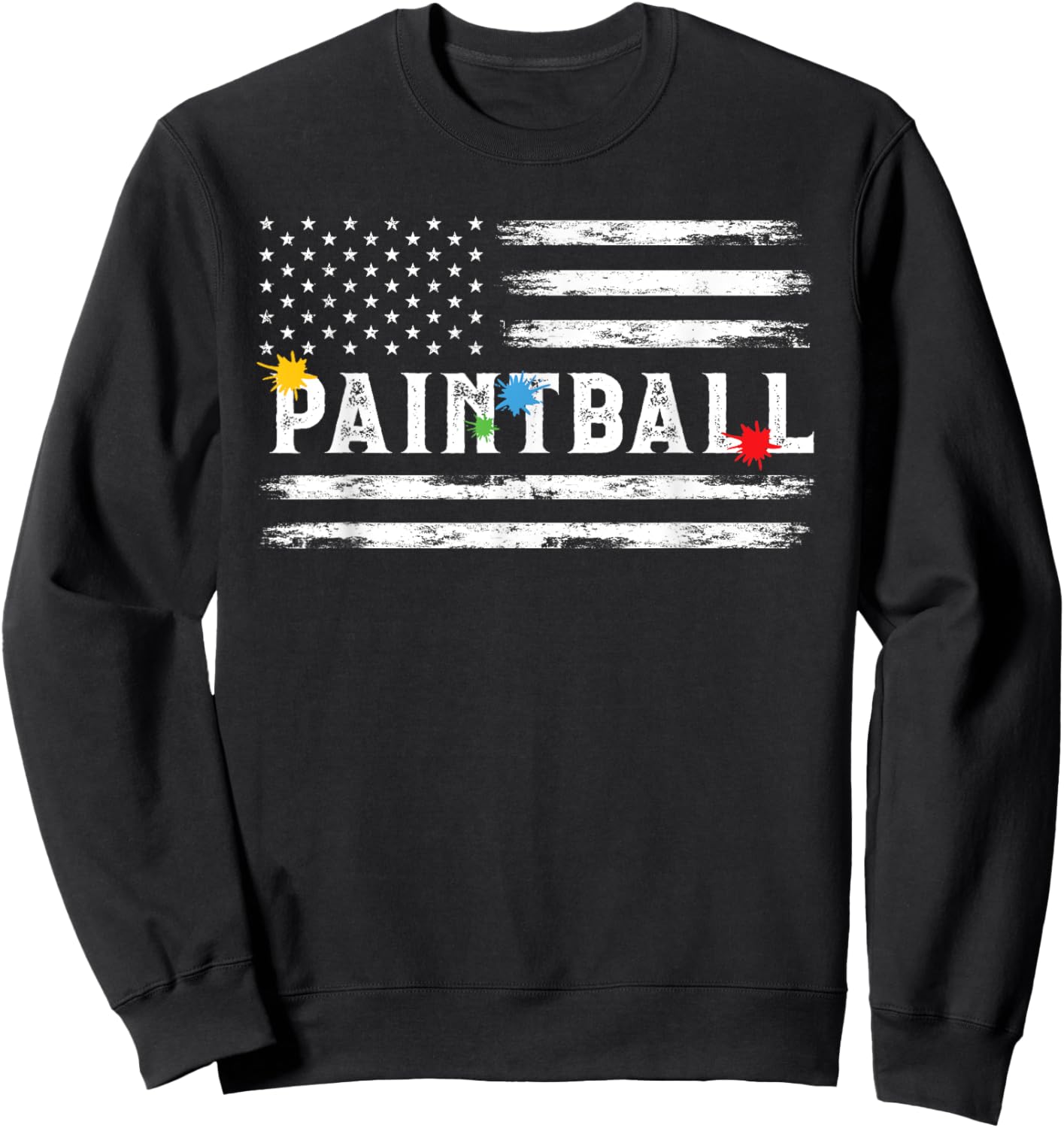 Vintage American USA Flag Paintball Player Paintballing Men Sweatshirt - Sweatshirt | Black