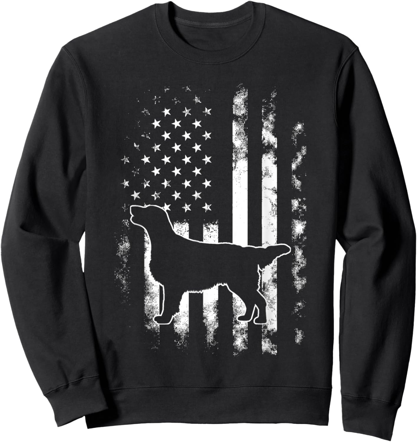 American US Flag Flat Coat Retriever Sweatshirt - Sweatshirt | Black