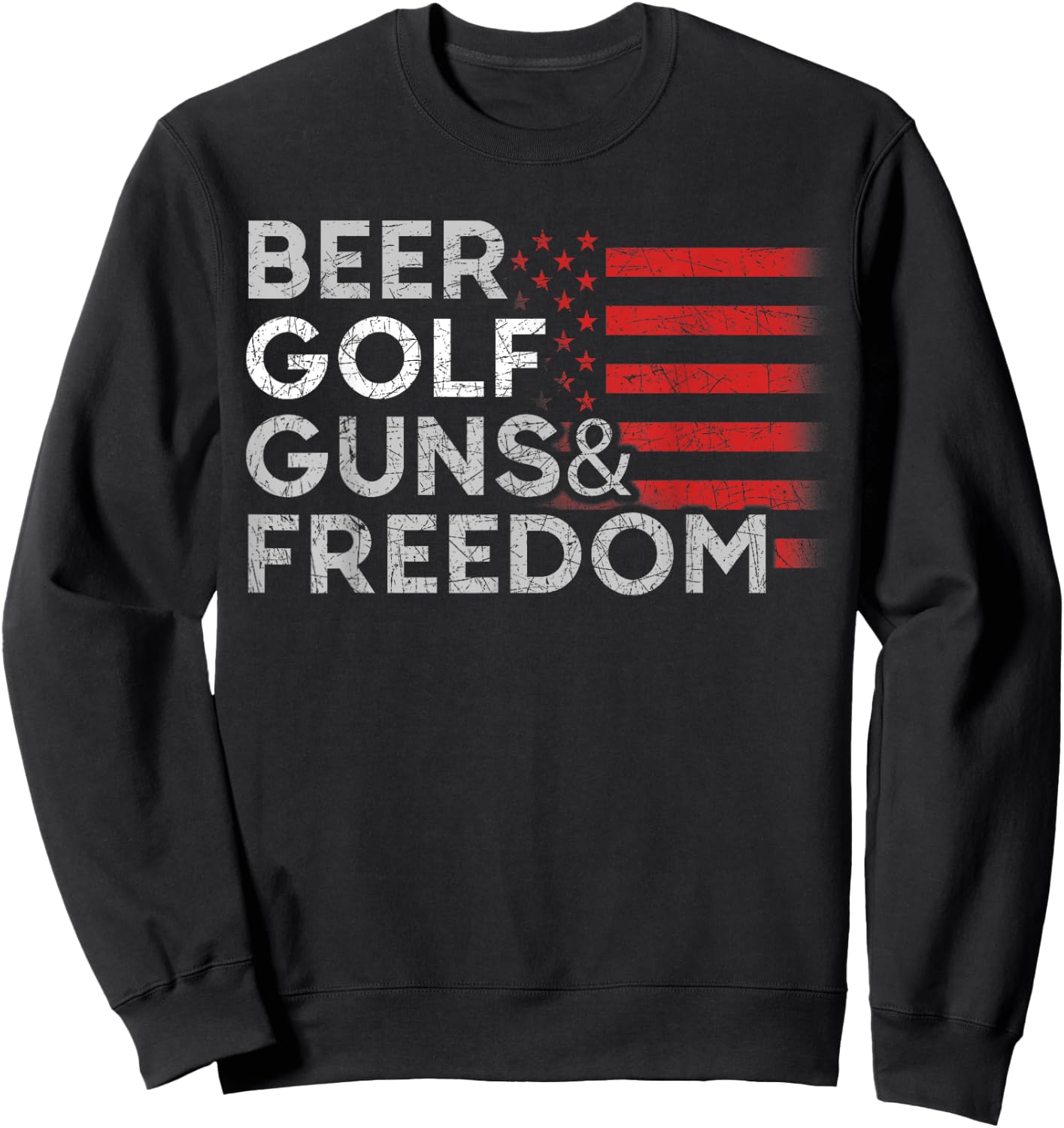 Drunk Golfer Beer Golf Guns Freedom USA Flag Golf Women Men Sweatshirt - Sweatshirt | Black