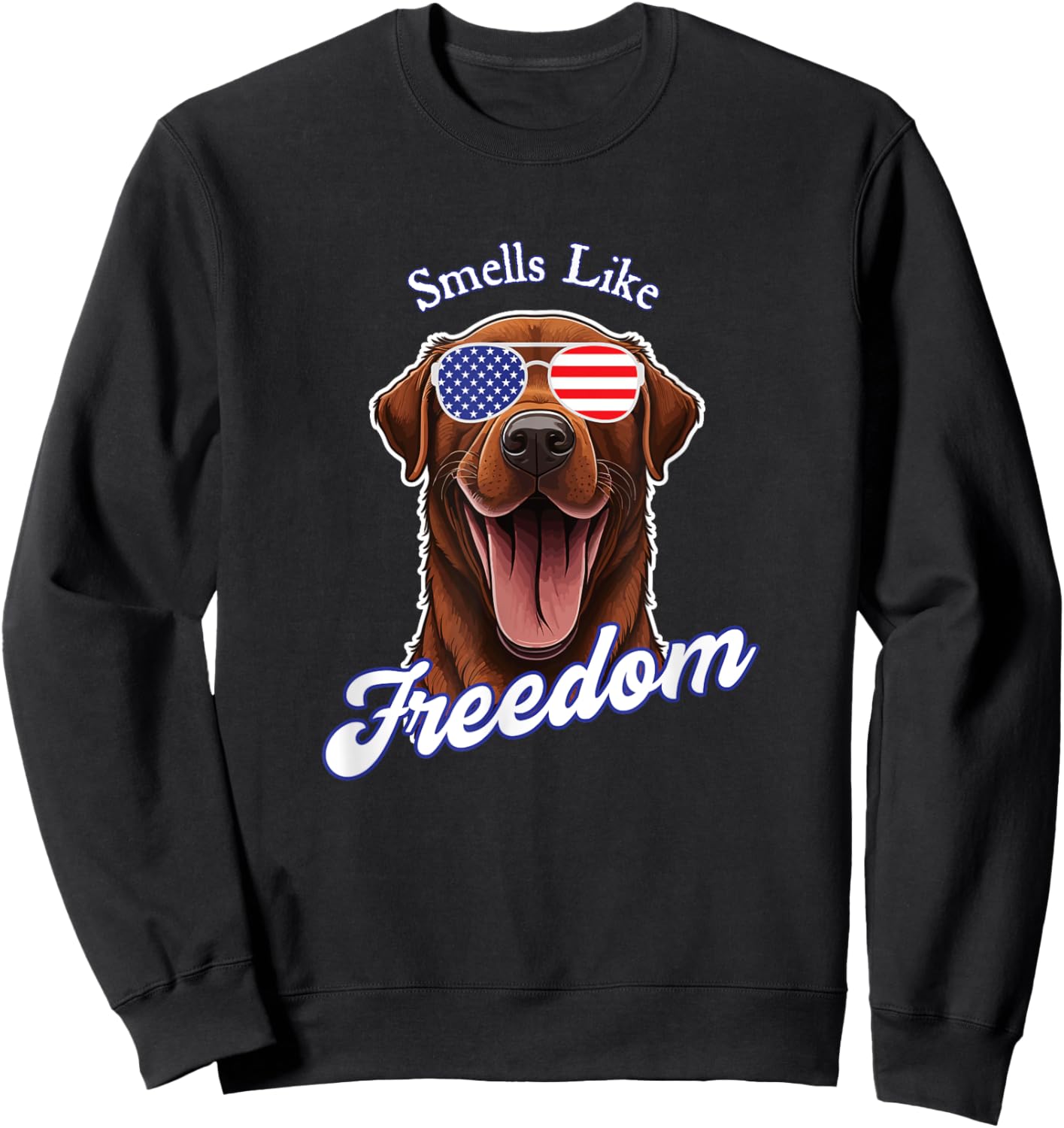 Chocolate Lab American Flag Patriotic 4th of July Vintage Women Men Sweatshirt - Sweatshirt | Black
