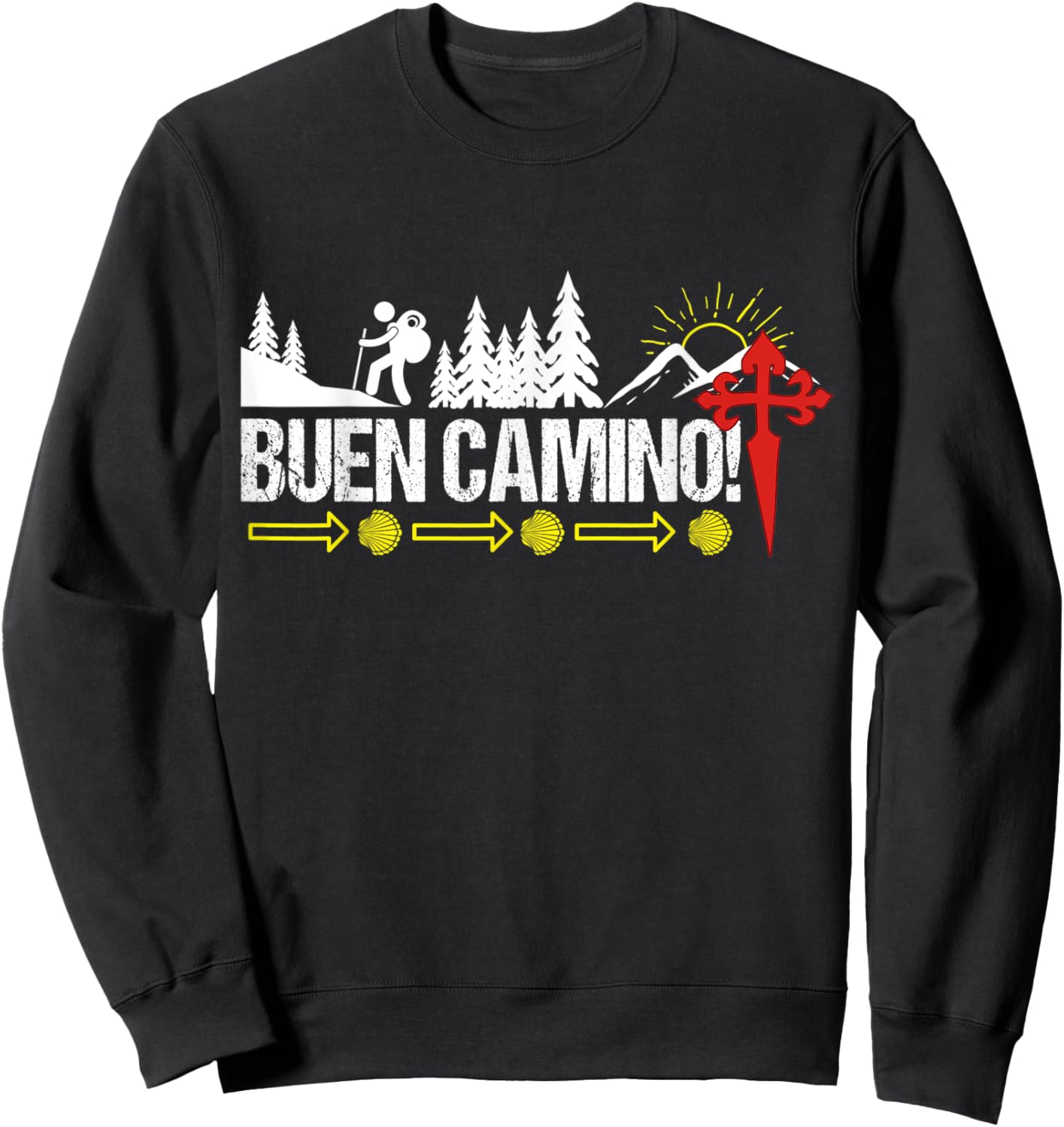 Buen Camino Way of St James Scallop Shell Camino de Santiago Sweatshirt - Sweatshirt | Black