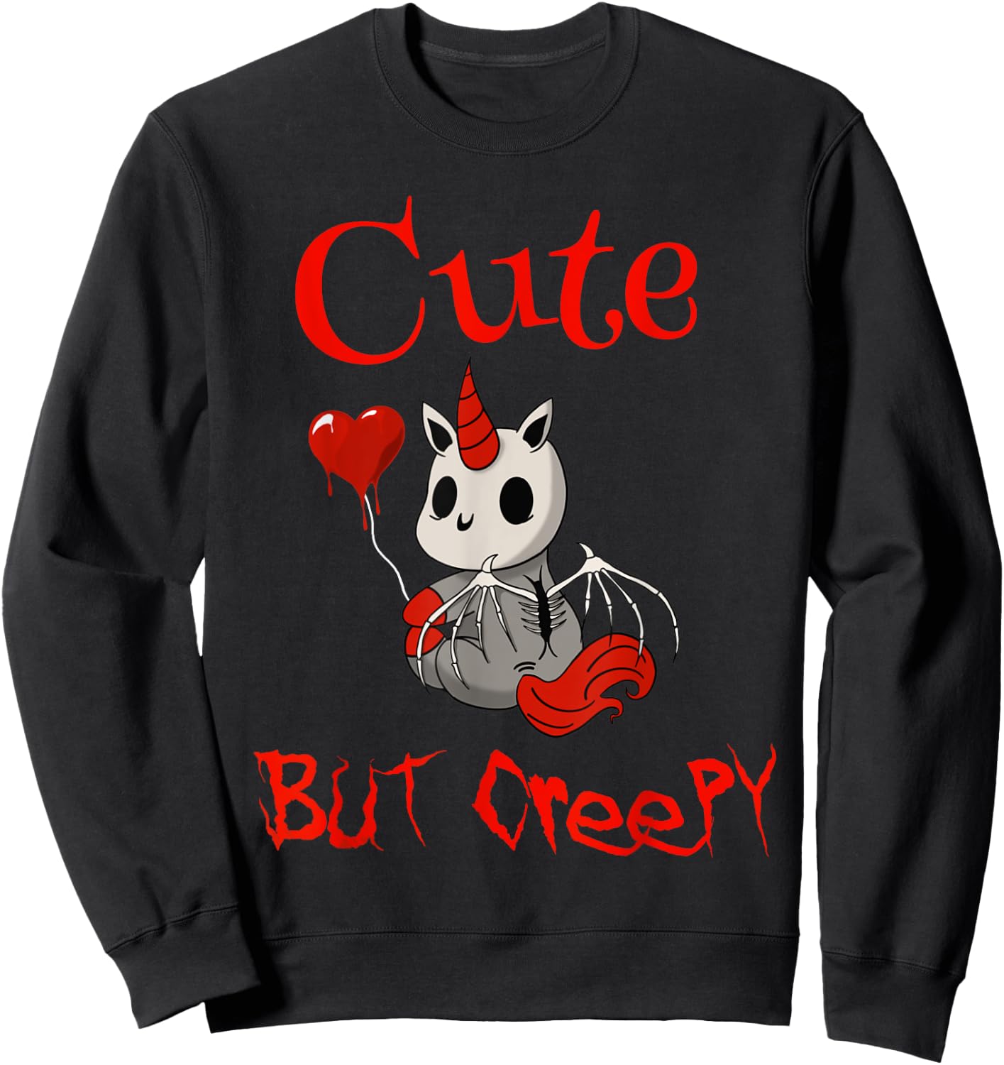 Cute but creepy dead demonic scary unicorn Sweatshirt - Sweatshirt | Black