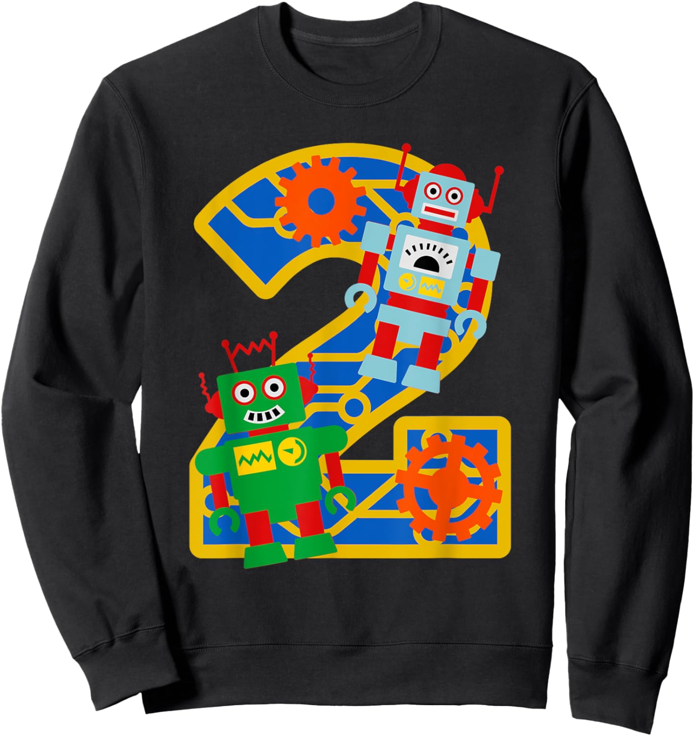 2nd Birthday Boy 2 Year Old Little Robot Robotics Engineer Sweatshirt - Sweatshirt | Black