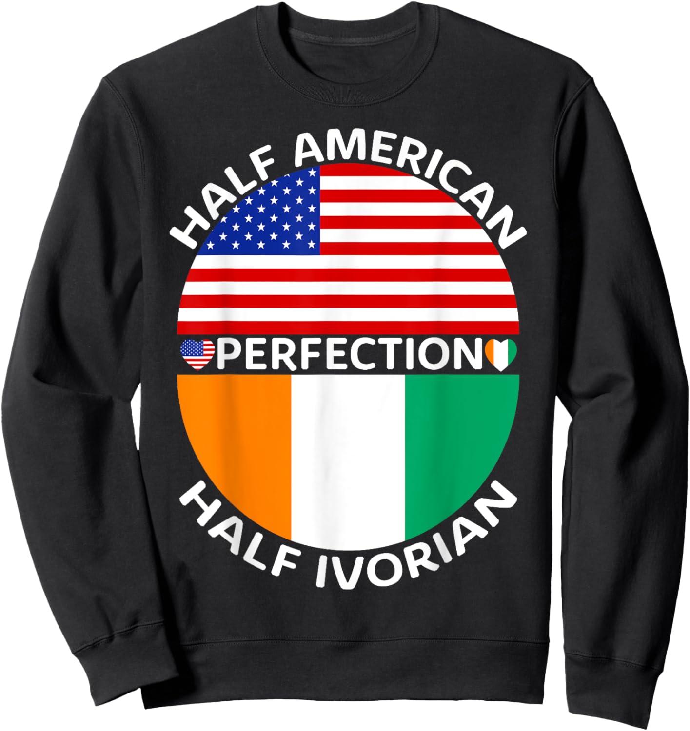 Half American Half Ivorian Ivory Coast Flag Root Men Women Sweatshirt - Sweatshirt | Black