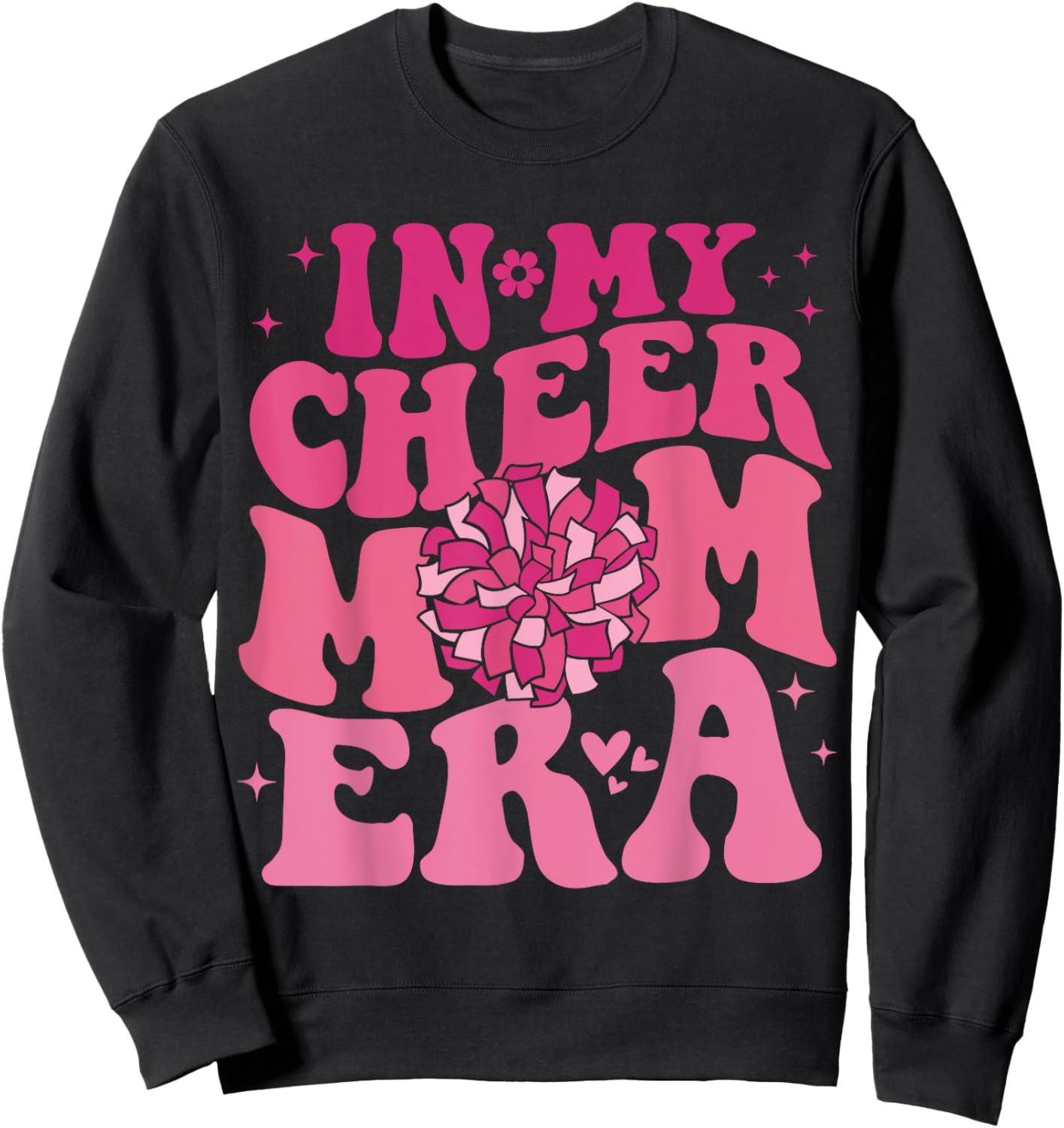In My Cheer Mom Era Groovy Cheerleading Football Mom Women Sweatshirt - Sweatshirt | Black